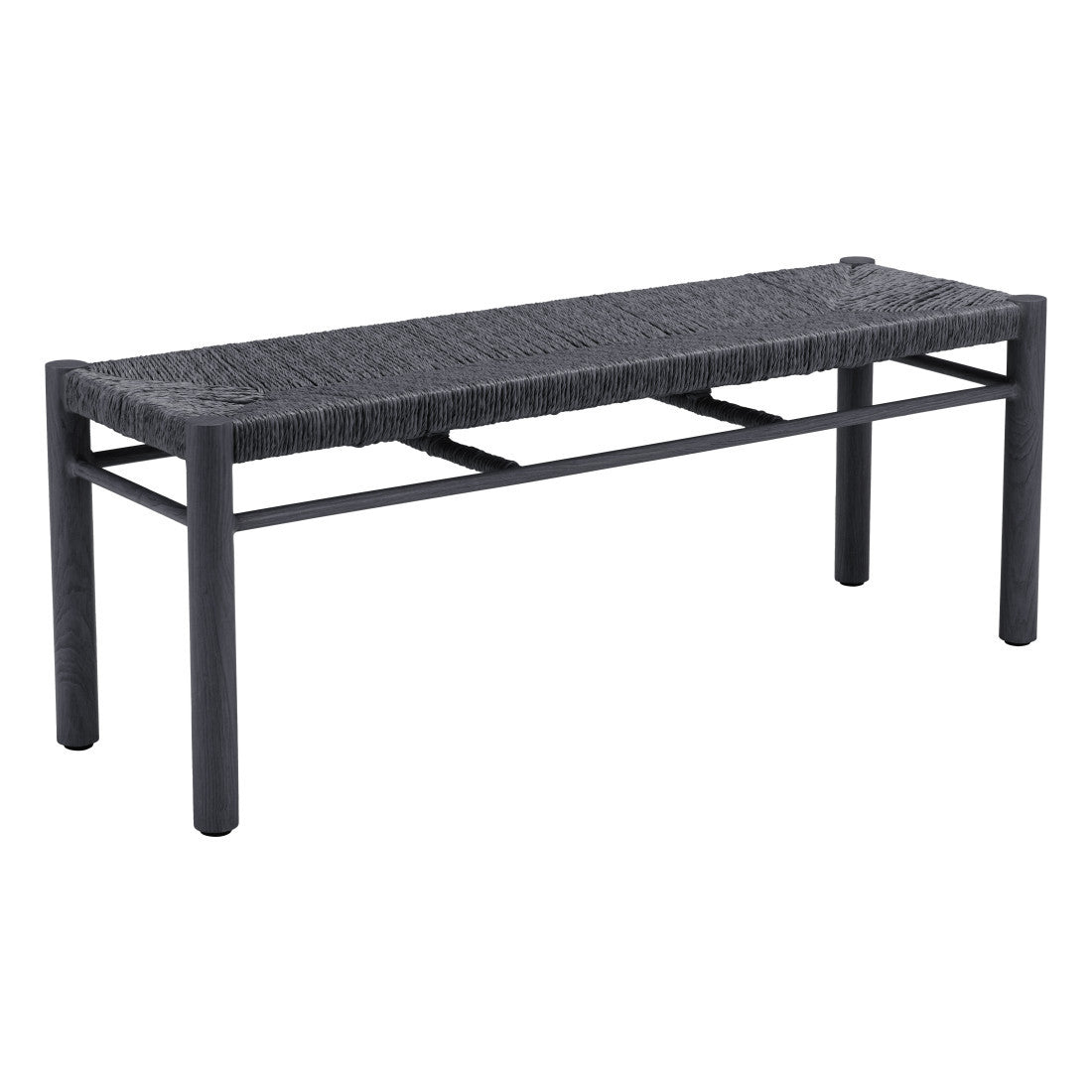 48" Black Metal And Faux Rattan Garden Patio Bench