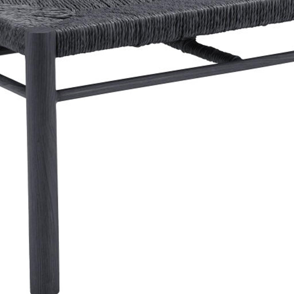 48" Black Metal And Faux Rattan Garden Patio Bench