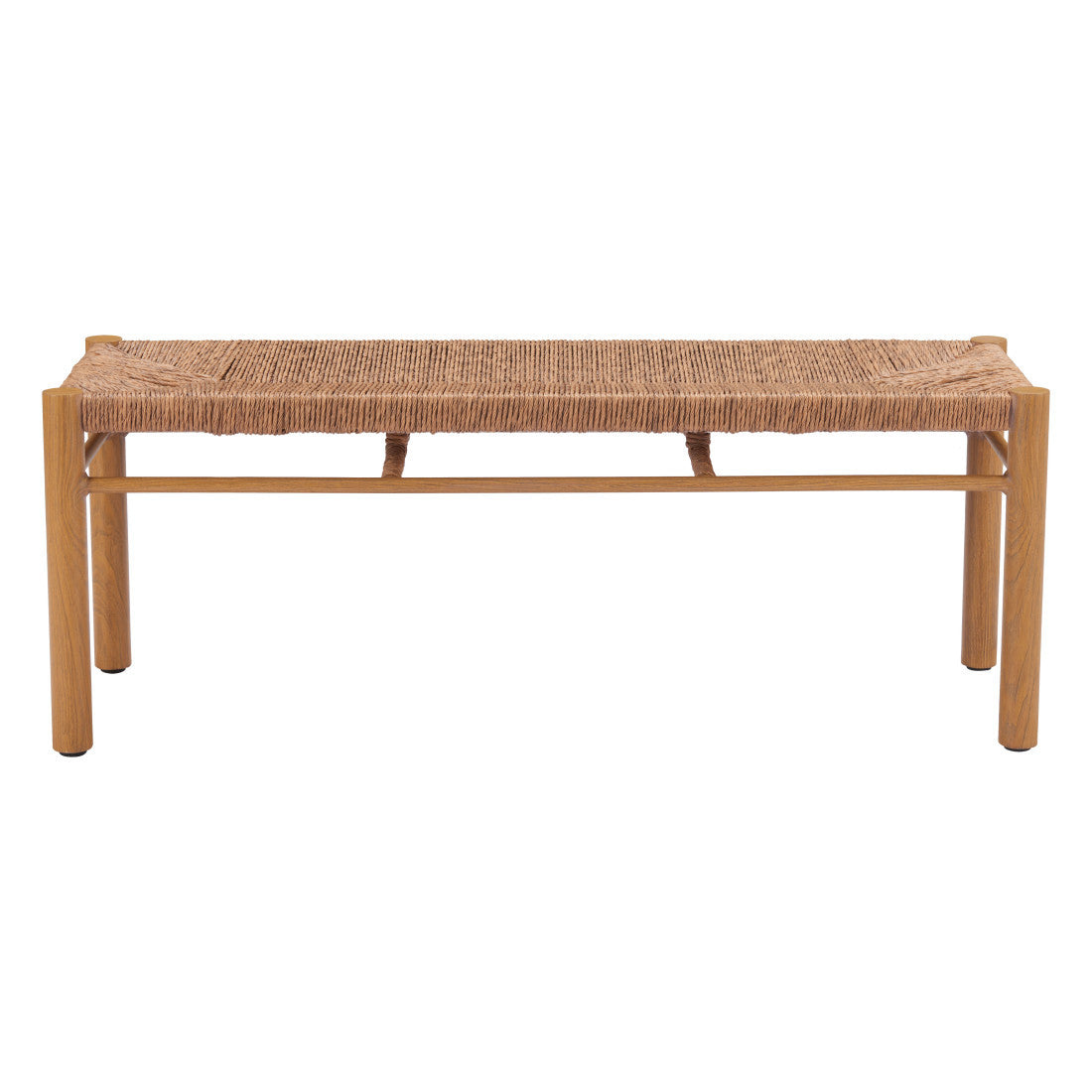 48" Natural Metal And Faux Rattan Garden Patio Bench