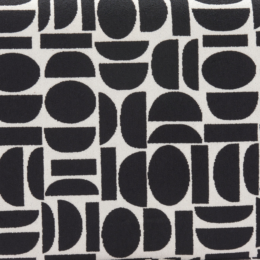 49" Black And White Geometric Fabric and Solid Wood Upholstered Bench