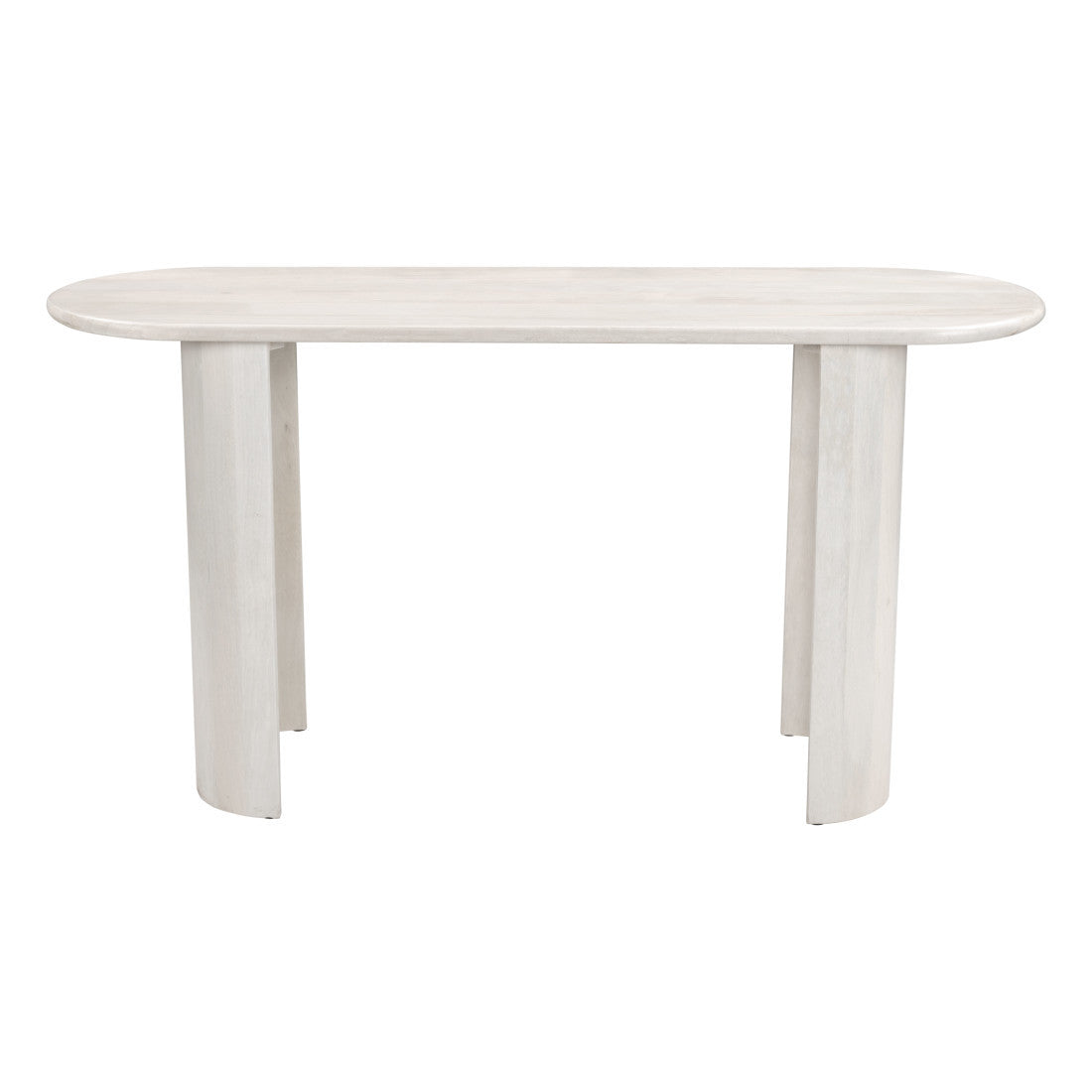 58" White Solid Wood Oval Console Table