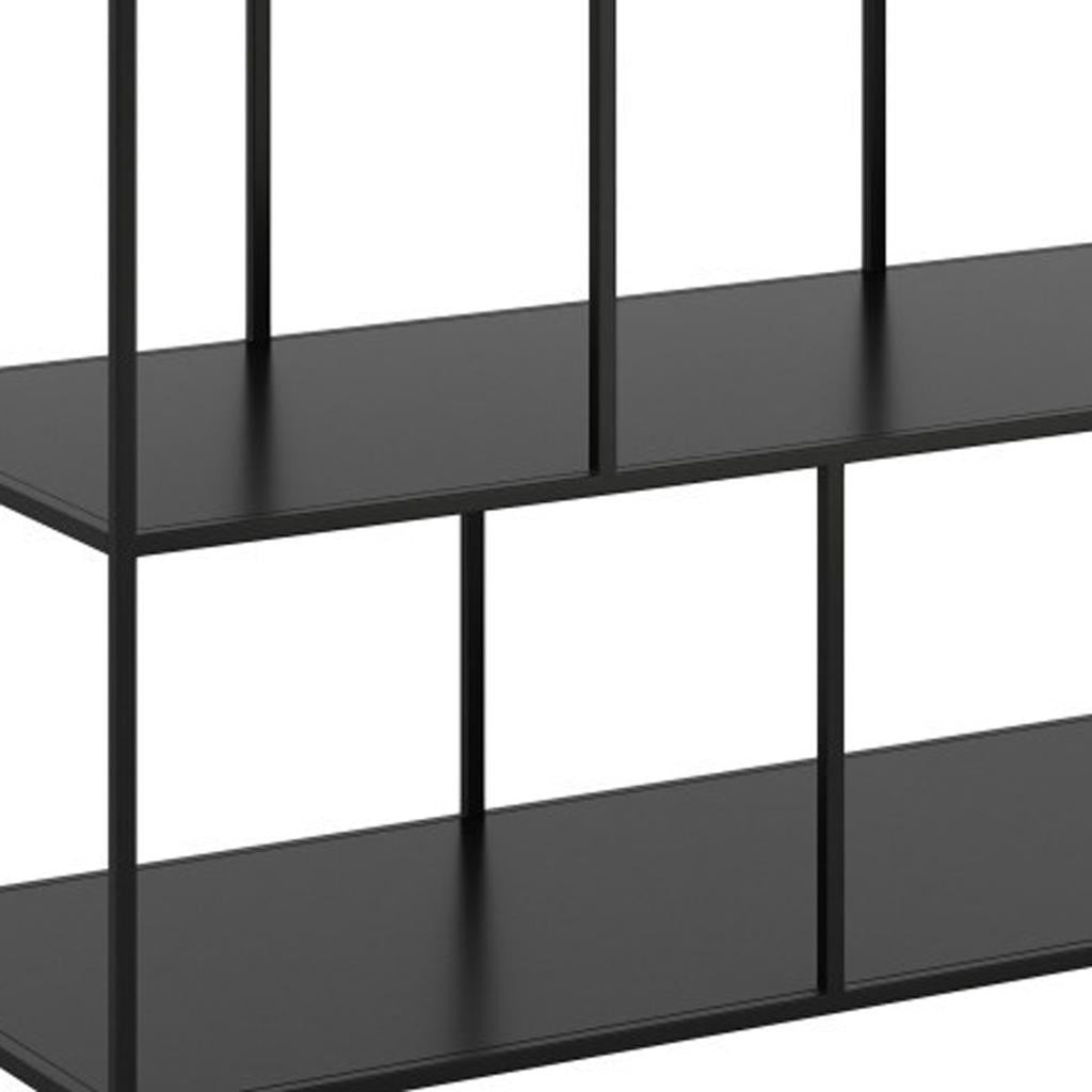 54" White and Black Genuine Marble and Steel Frame Console Table With Two Shelves