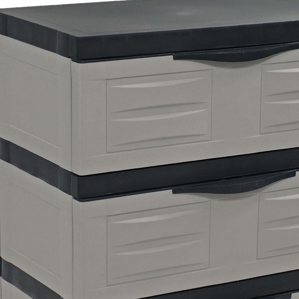 23" Gray and Black Plastic Accent Cabinet With Three Drawers
