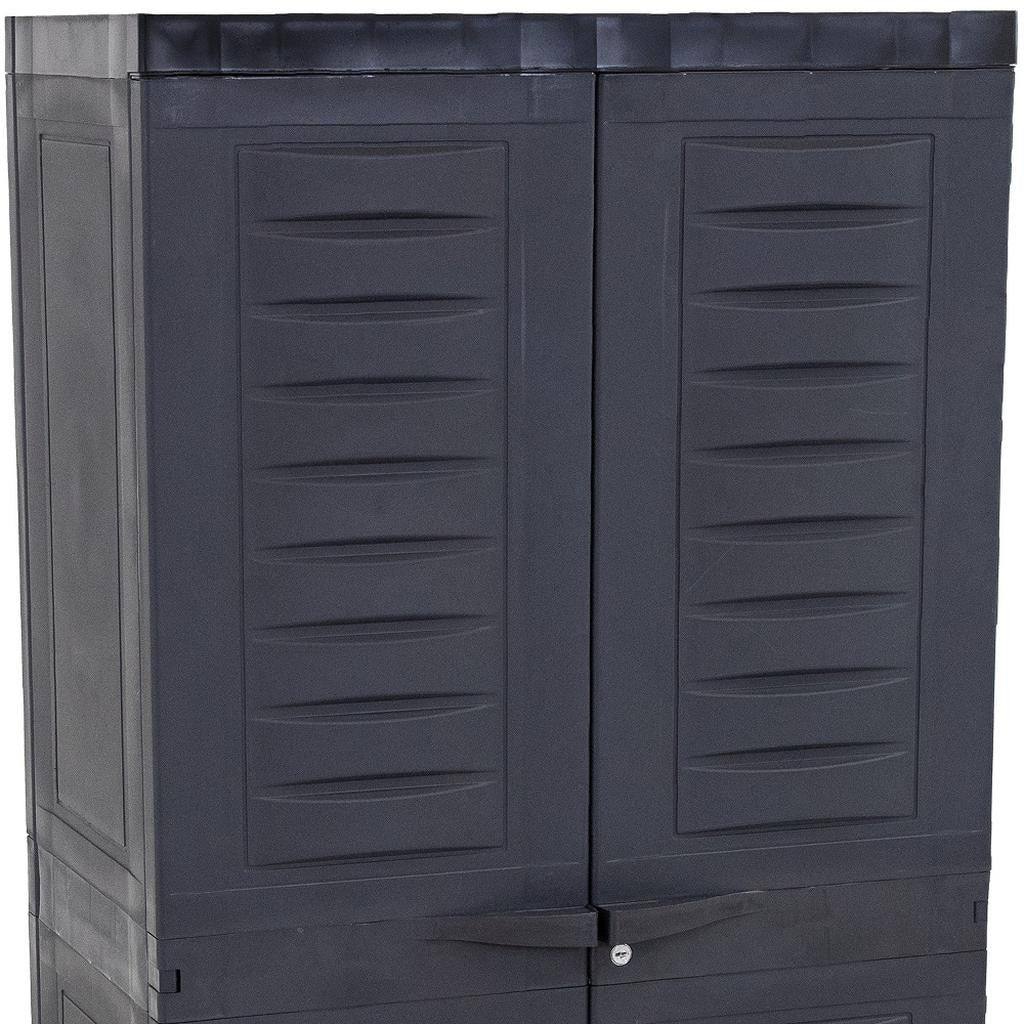 24" Charcoal Plastic Accent Cabinet With Two Doors