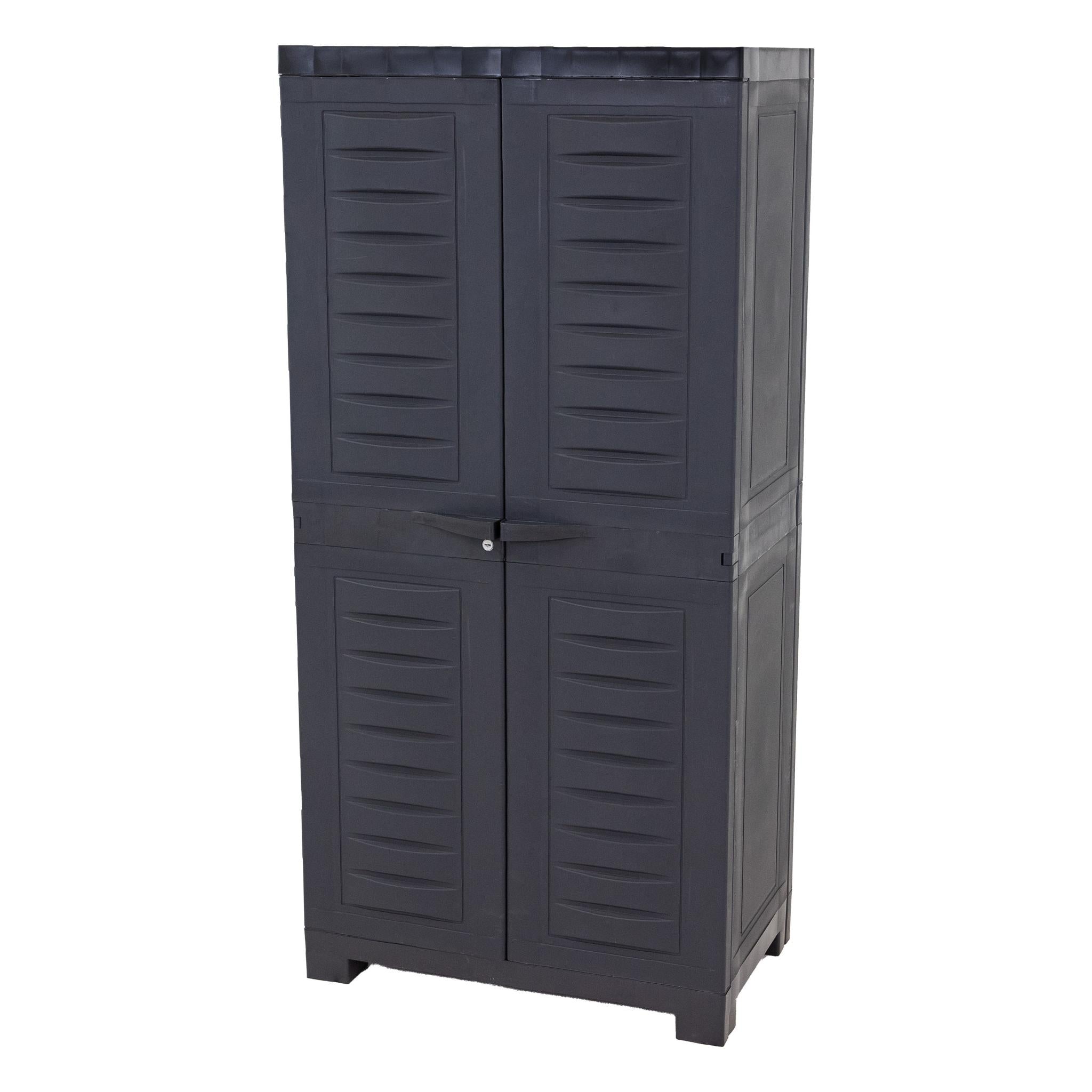 24" Charcoal Plastic Accent Cabinet With Two Doors