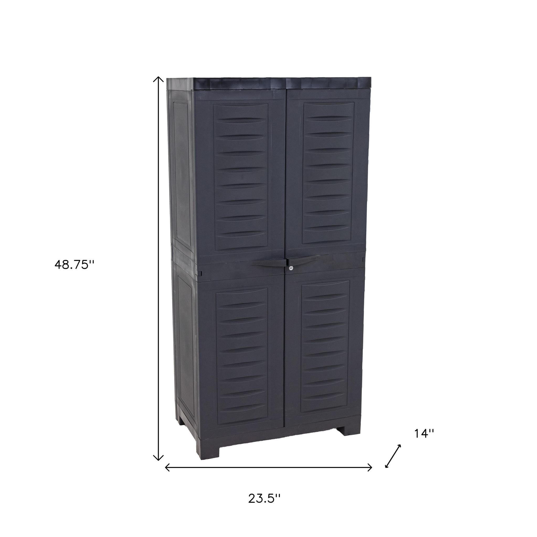 24" Charcoal Plastic Accent Cabinet With Two Doors
