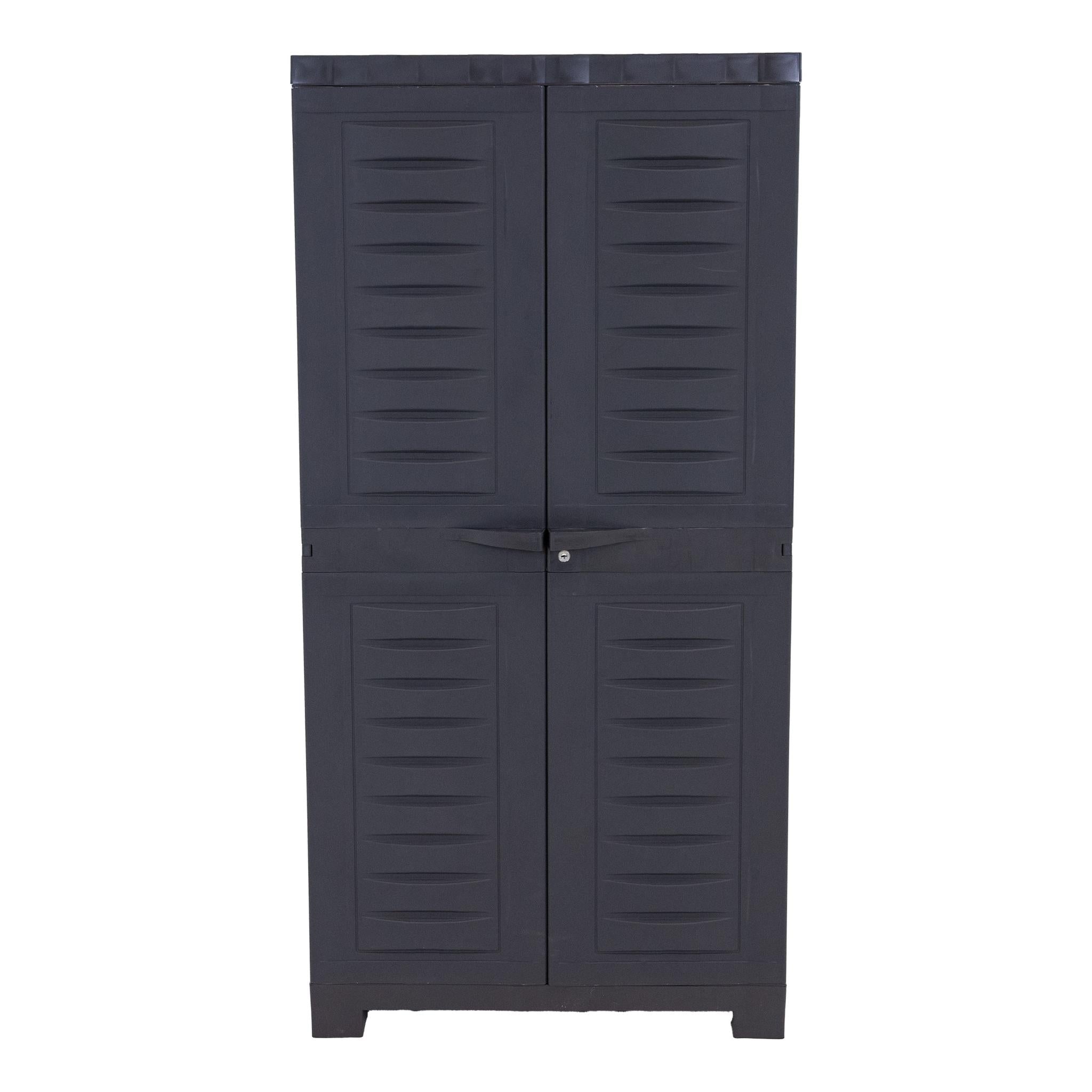 24" Charcoal Plastic Accent Cabinet With Two Doors