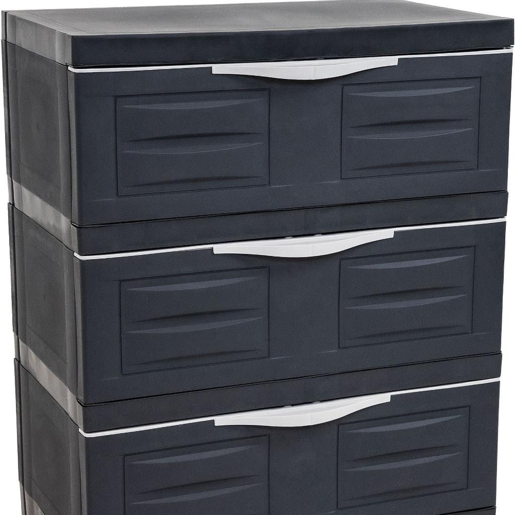 23" Charcoal Heavy Duty Plastic Cabinet With Three Drawers