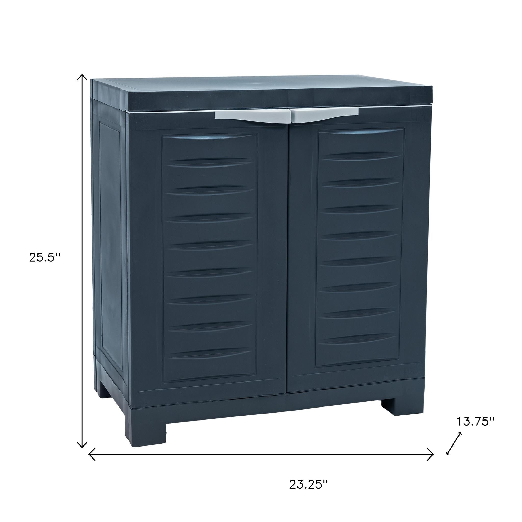 23" Charcoal Plastic Accent Cabinet With Two Doors