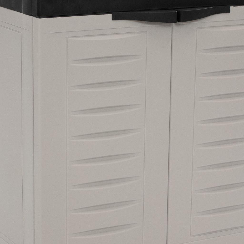 23" Black and Gray Plastic Accent Cabinet With Two Doors