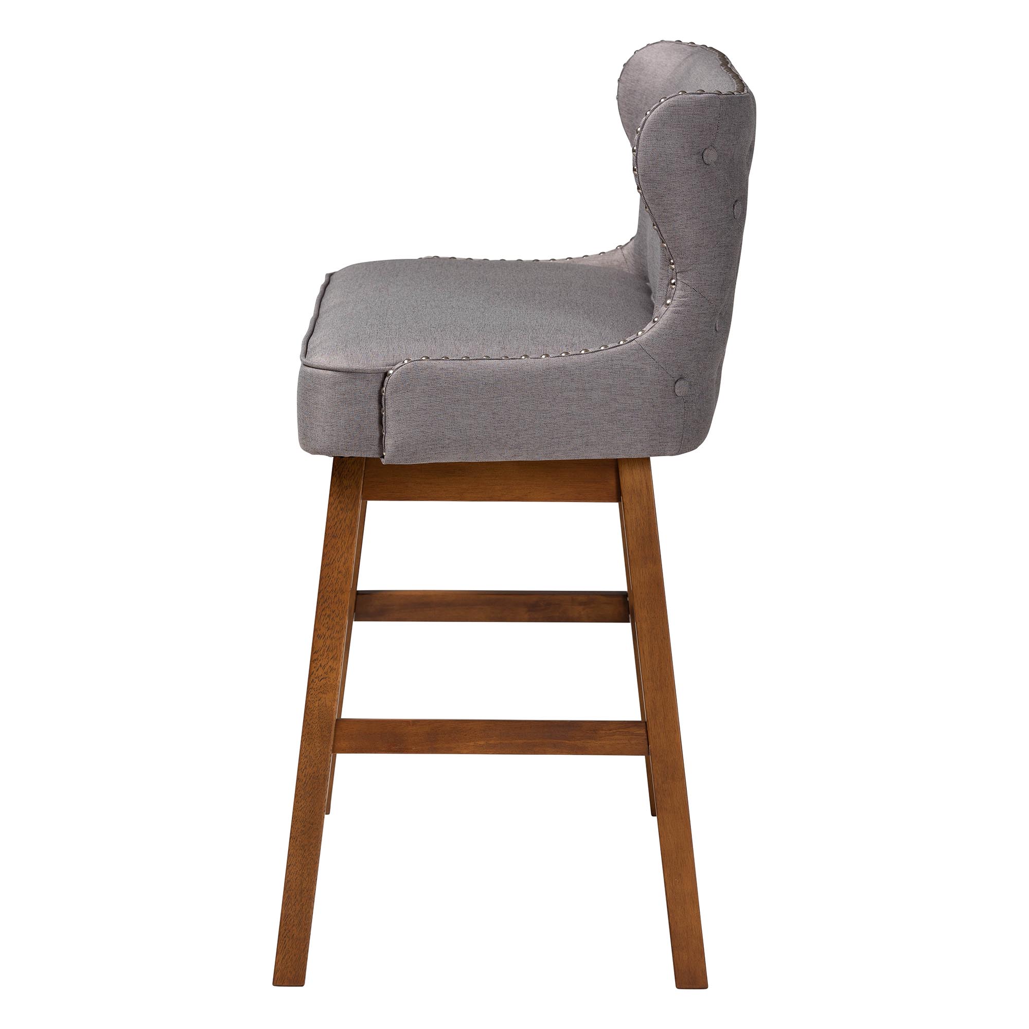 Baxton Studio Gradisca Modern and Contemporary Grey Fabric Button-tufted Upholstered Bar Bench Banquette