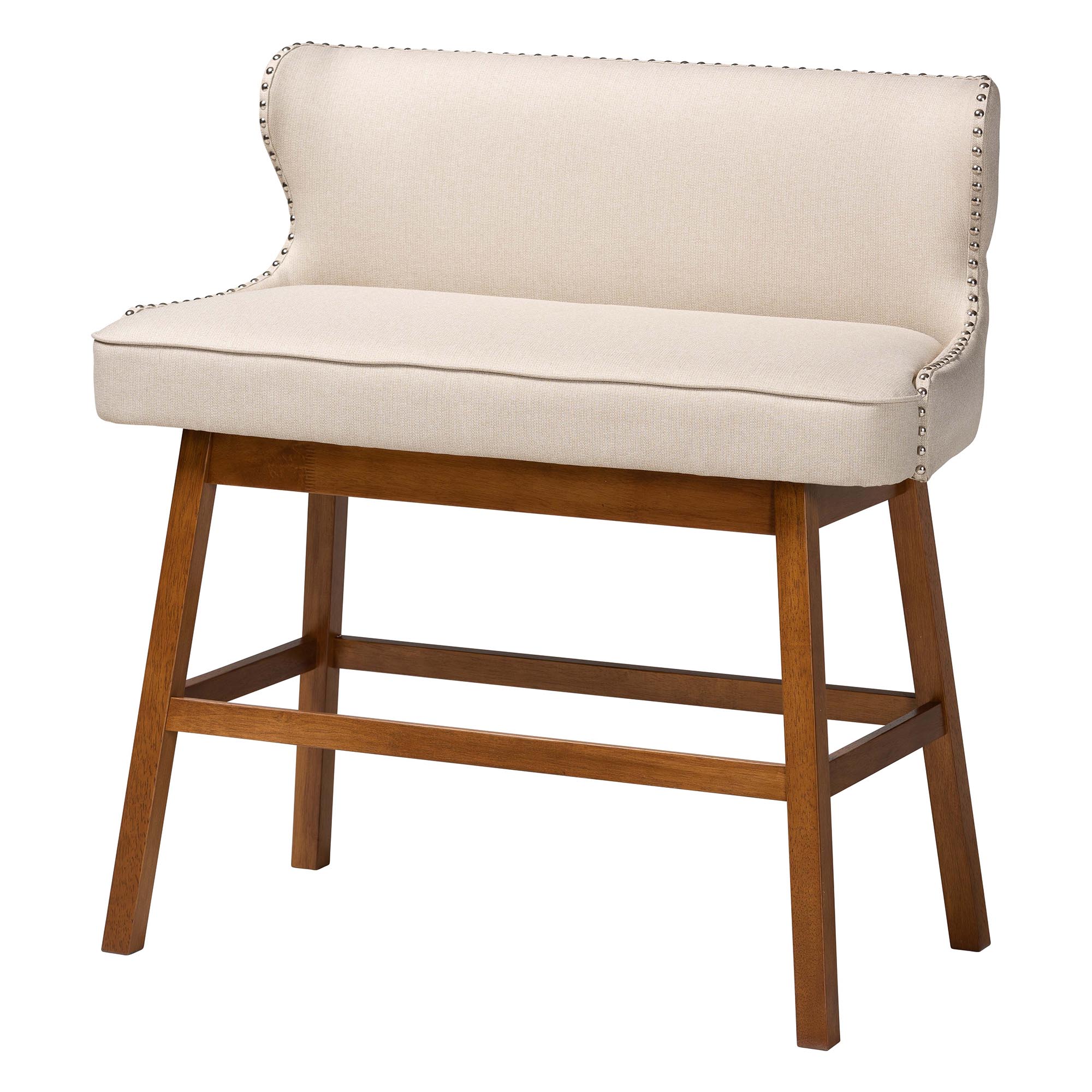 Baxton Studio Gradisca Modern and Contemporary Light Beige Fabric Button-tufted Upholstered Bar Bench Banquette
