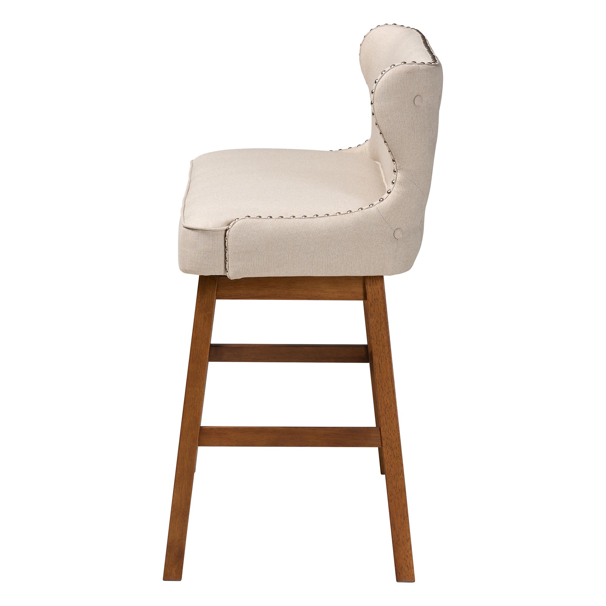 Baxton Studio Gradisca Modern and Contemporary Light Beige Fabric Button-tufted Upholstered Bar Bench Banquette