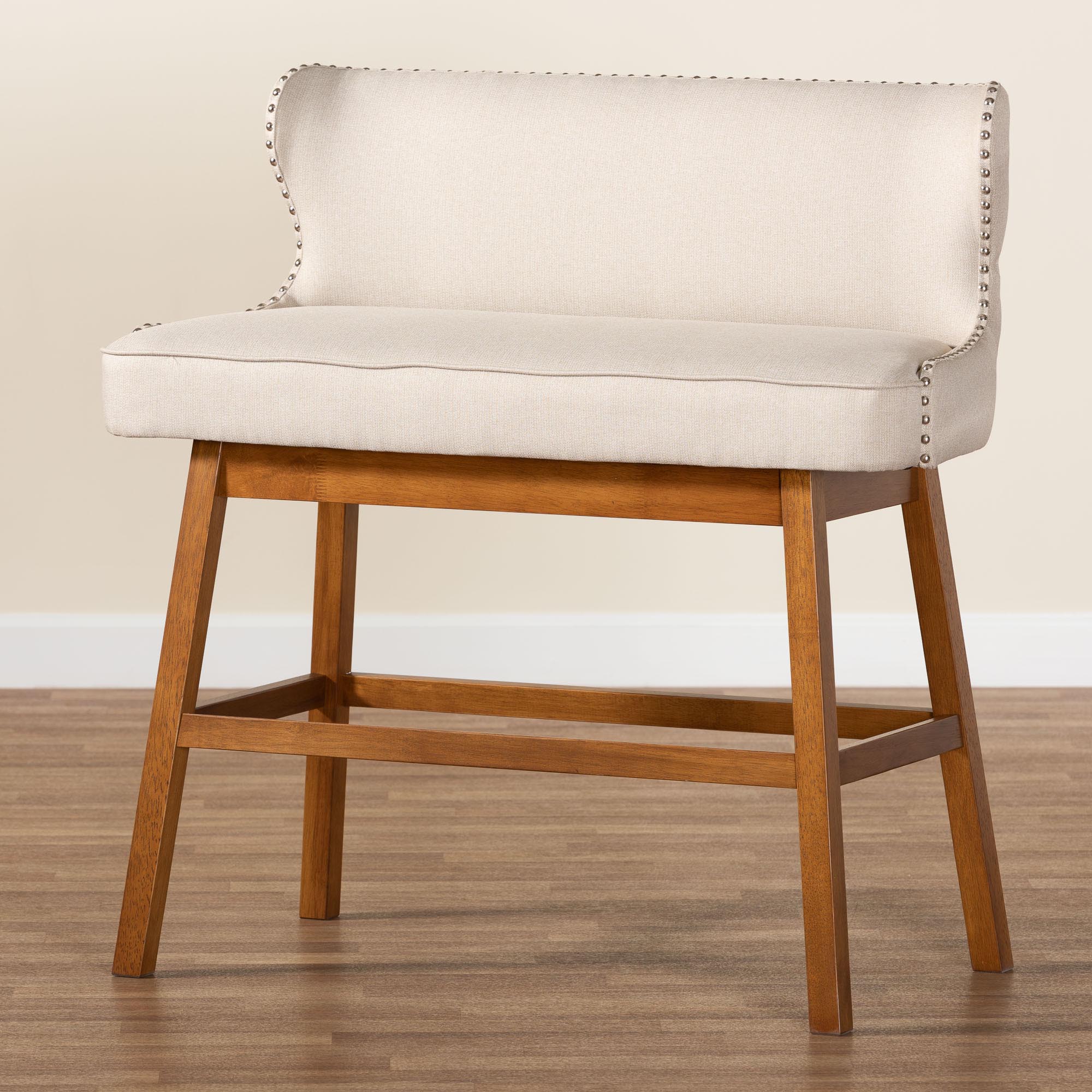 Baxton Studio Gradisca Modern and Contemporary Light Beige Fabric Button-tufted Upholstered Bar Bench Banquette