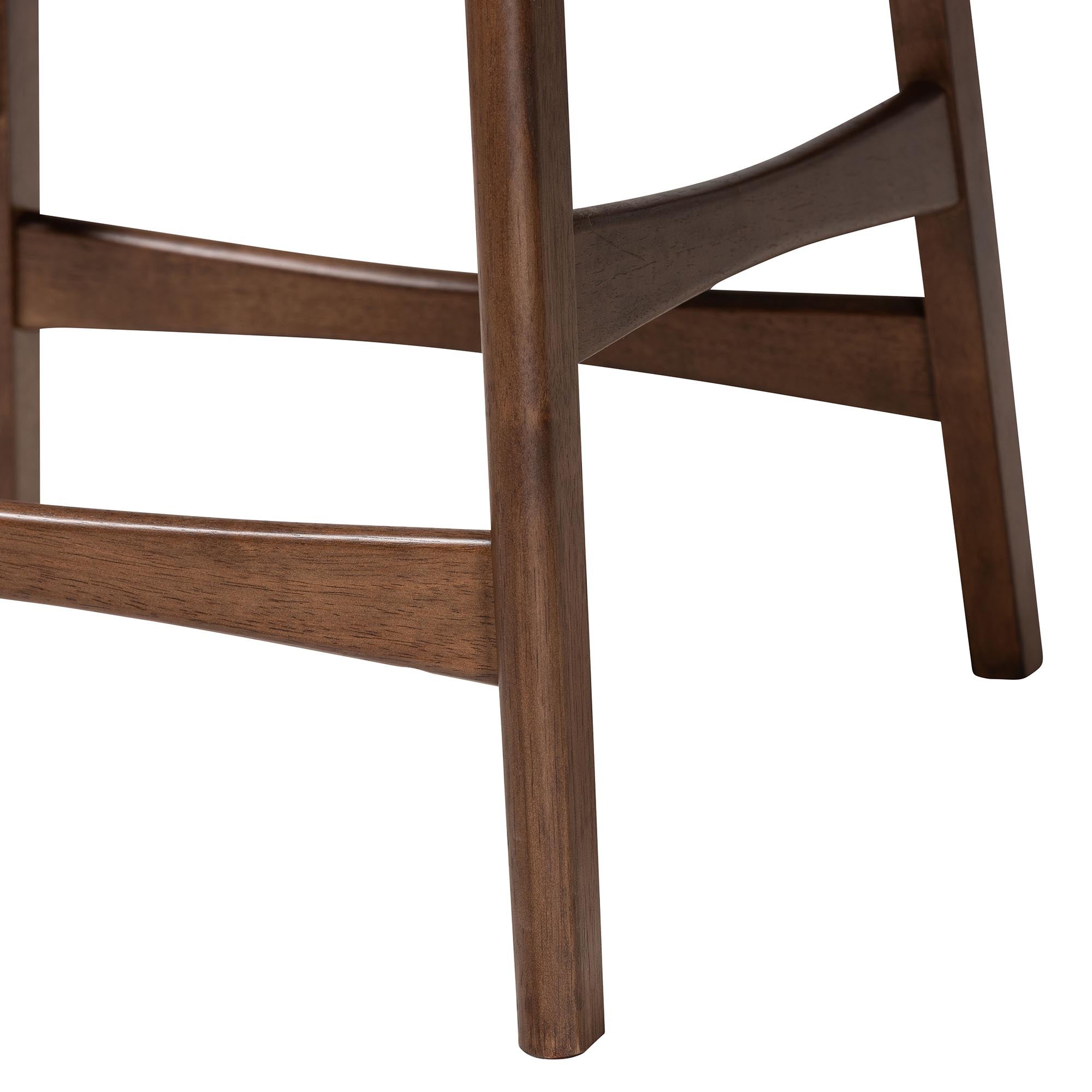 Baxton Studio Latina Mid-century Retro Modern Scandinavian Style Black Faux Leather Upholstered Walnut Wood Finishing 24-Inches Counter Stool