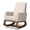 Baxton Studio Yashiya Mid-century Retro Modern Light Beige Fabric Upholstered Rocking Chair