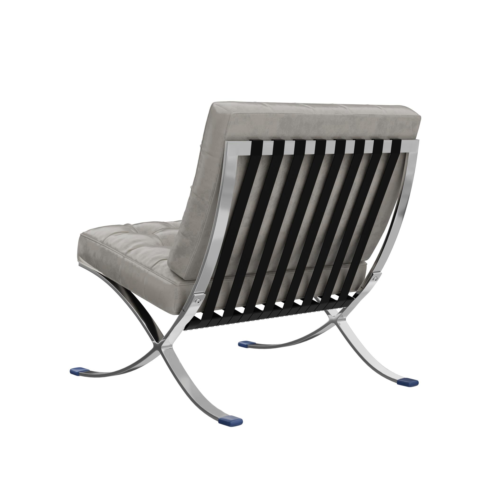 30" Gray and Silver Tufted Faux Leather and Stainless Steel Folding Lounge Chair