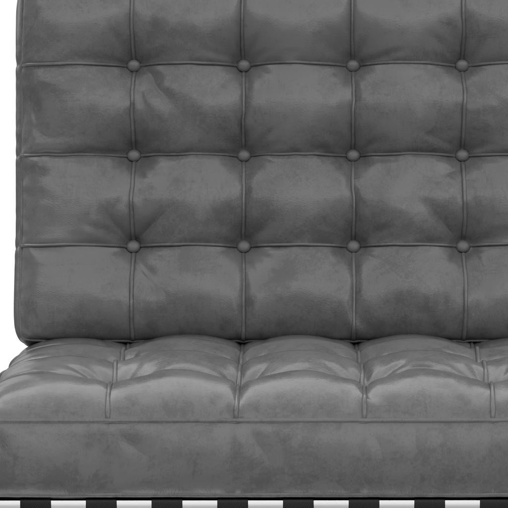 30" Dark Gray and Silver Faux Leather and Stainless Steel Folding Lounge Chair