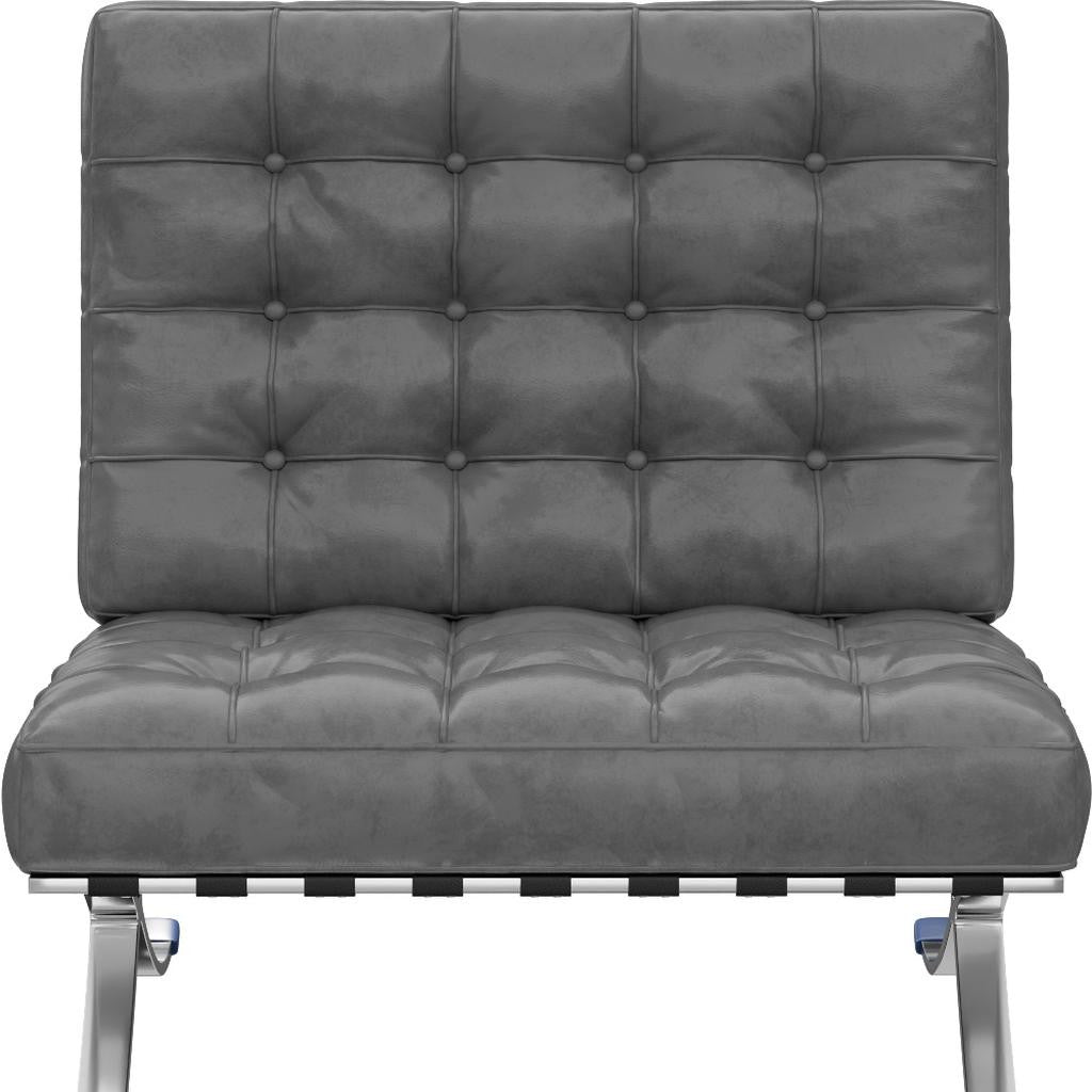 30" Dark Gray and Silver Faux Leather and Stainless Steel Folding Lounge Chair