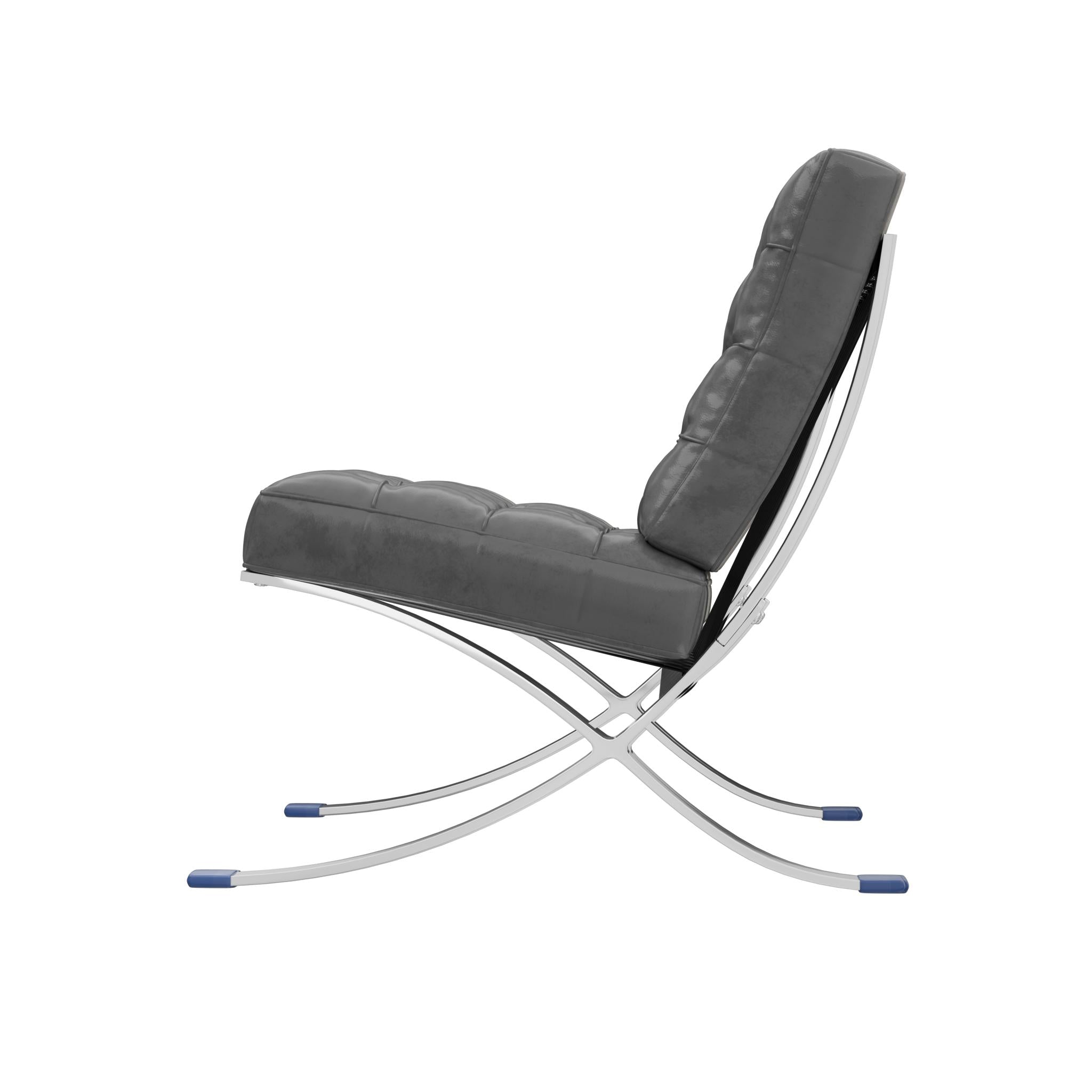30" Dark Gray and Silver Faux Leather and Stainless Steel Folding Lounge Chair