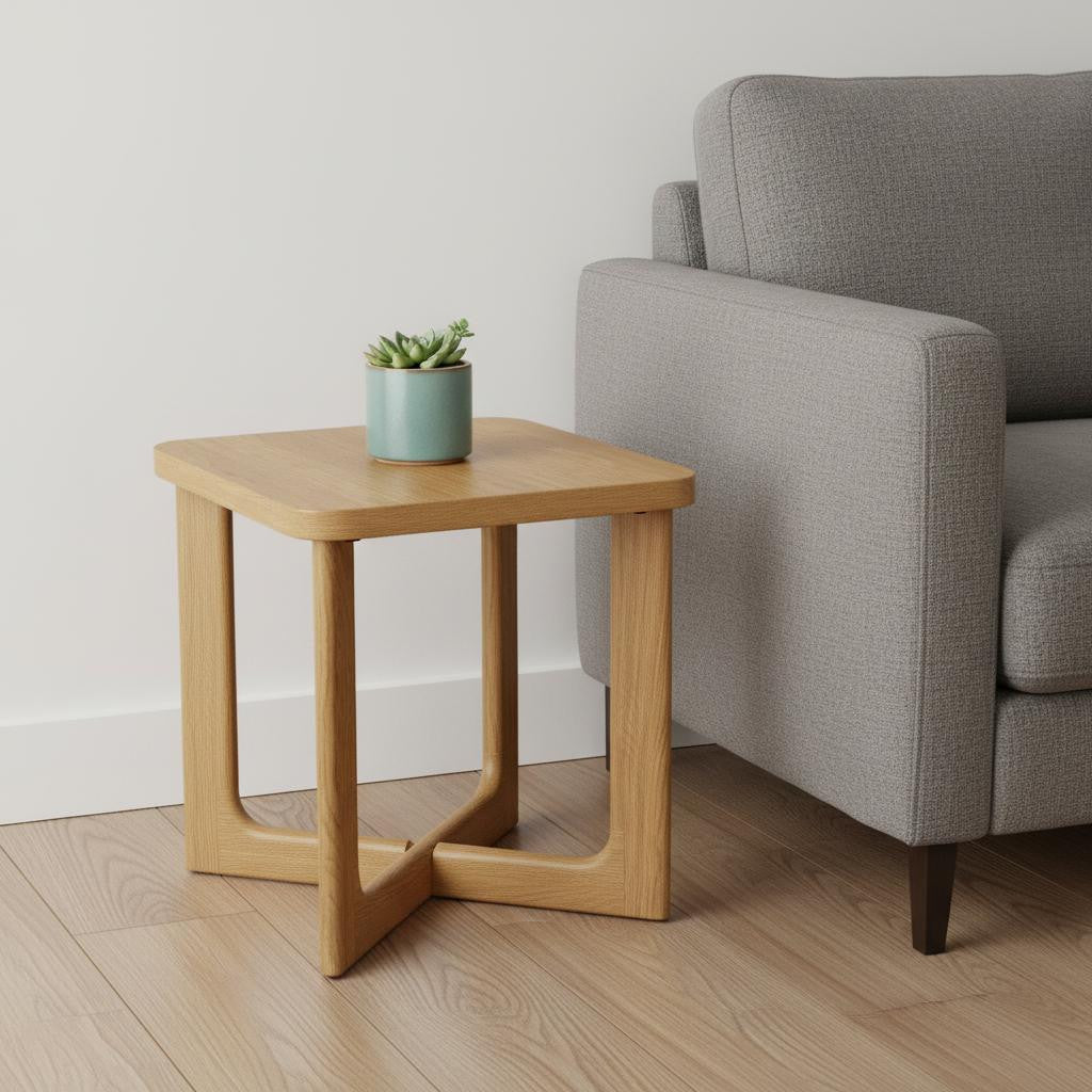 24" Natural Wood Square Cross Legs End Table