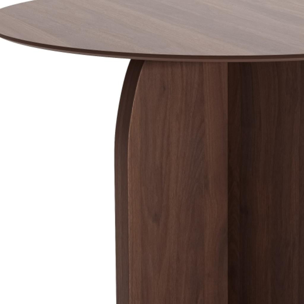 42" Brown Wood Pedestal Base Round Top Dining Table