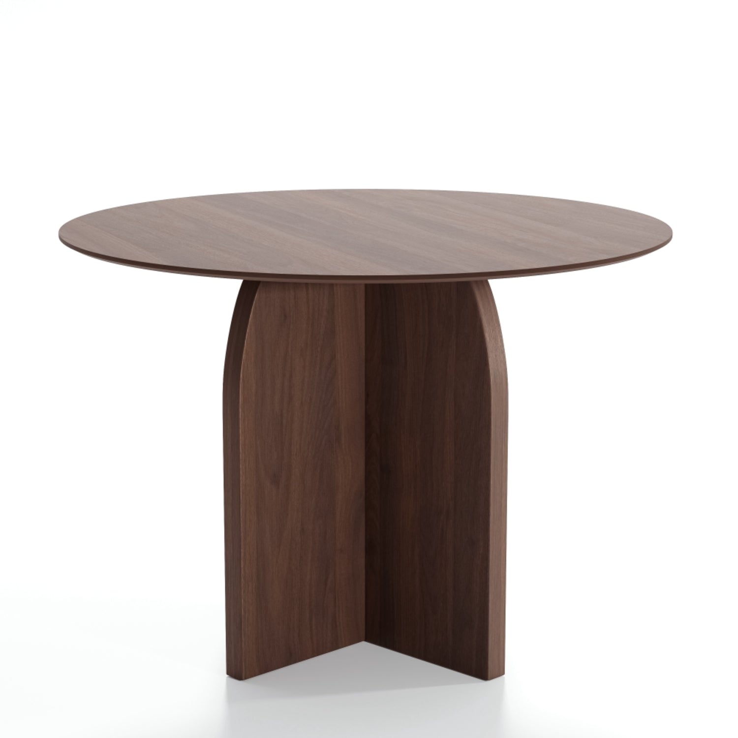 42" Brown Wood Pedestal Base Round Top Dining Table