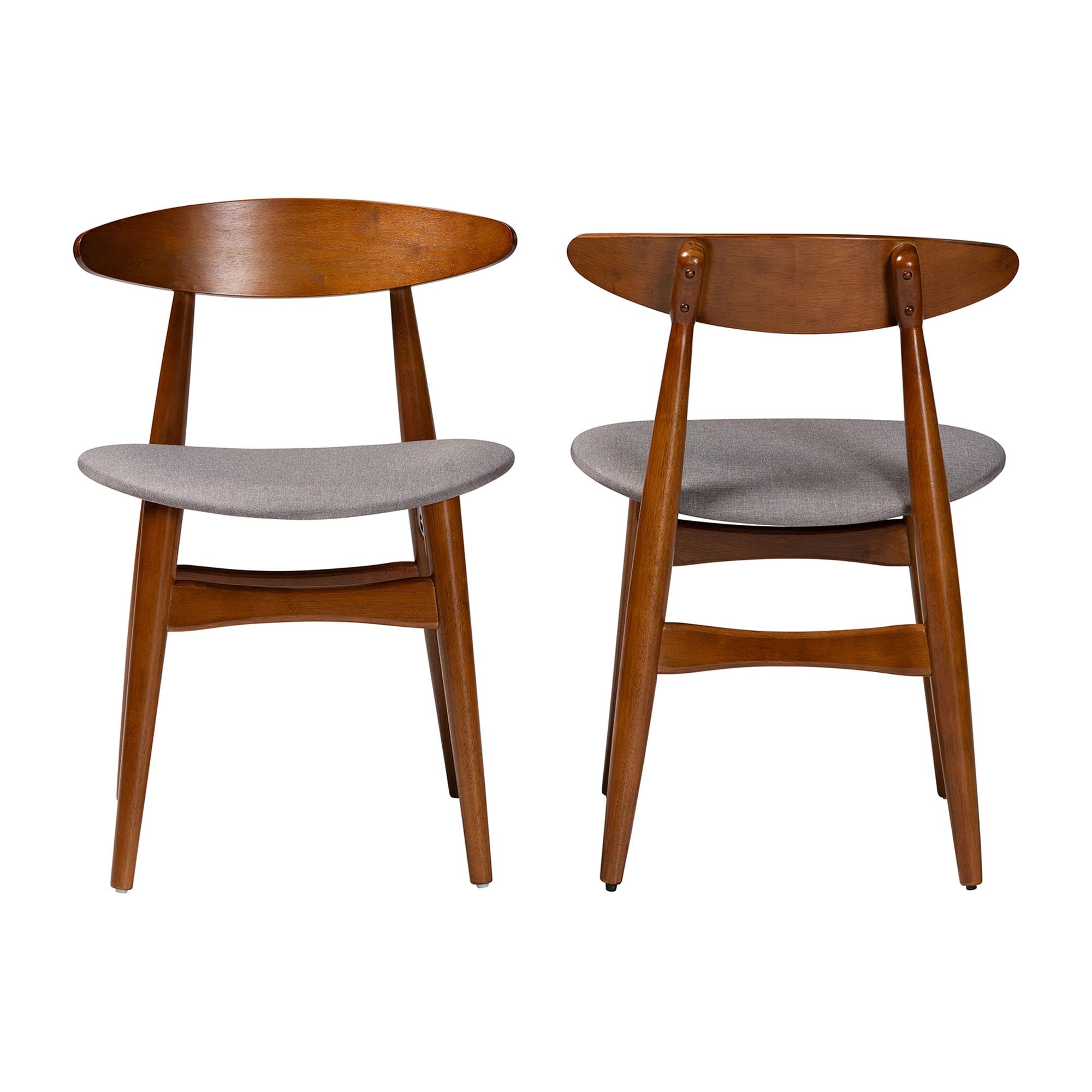 Baxton Studio Flora Mid-Century Modern Light Grey Fabric and "Oak" Medium Brown Finishing Wood Dining Chair