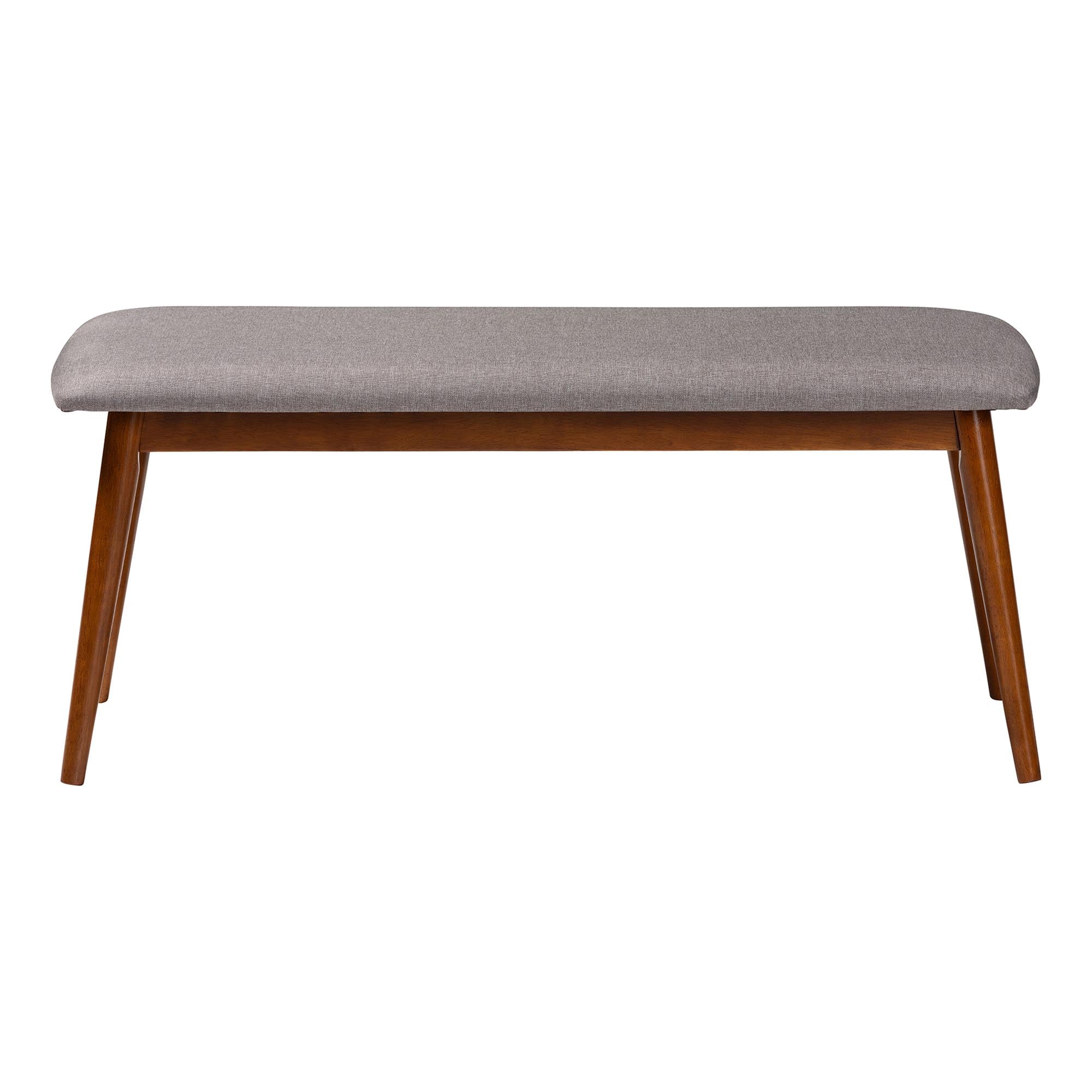 Baxton Studio Flora Mid-Century Modern Light Grey Fabric and "Oak" Medium Brown Finishing Wood Dining Bench