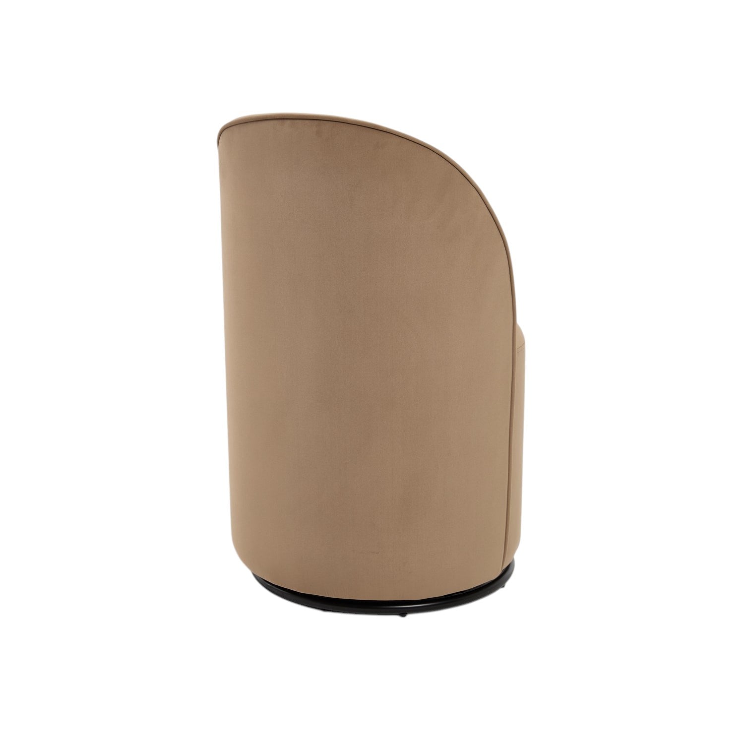 Brown and Black Velvet Curved Back Swivel Dining Arm Chair