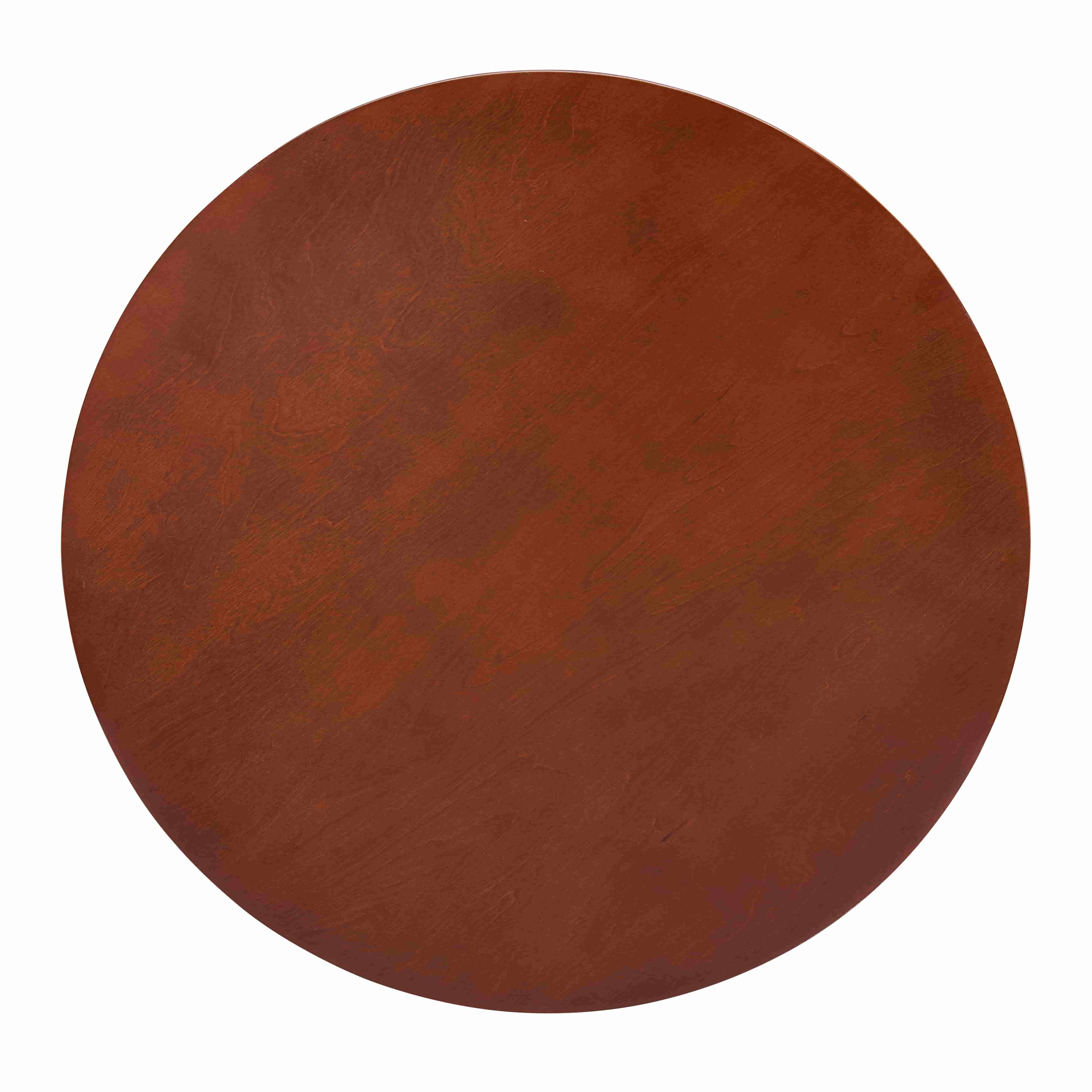 30" Walnut Wood Round Coffee Table With Shelf