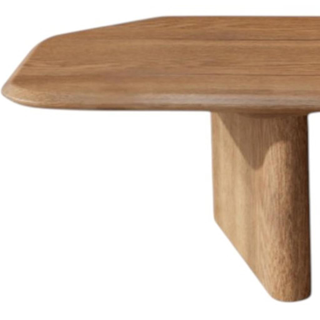 47" Natural Wood Free Form Double Pedestal Coffee Table