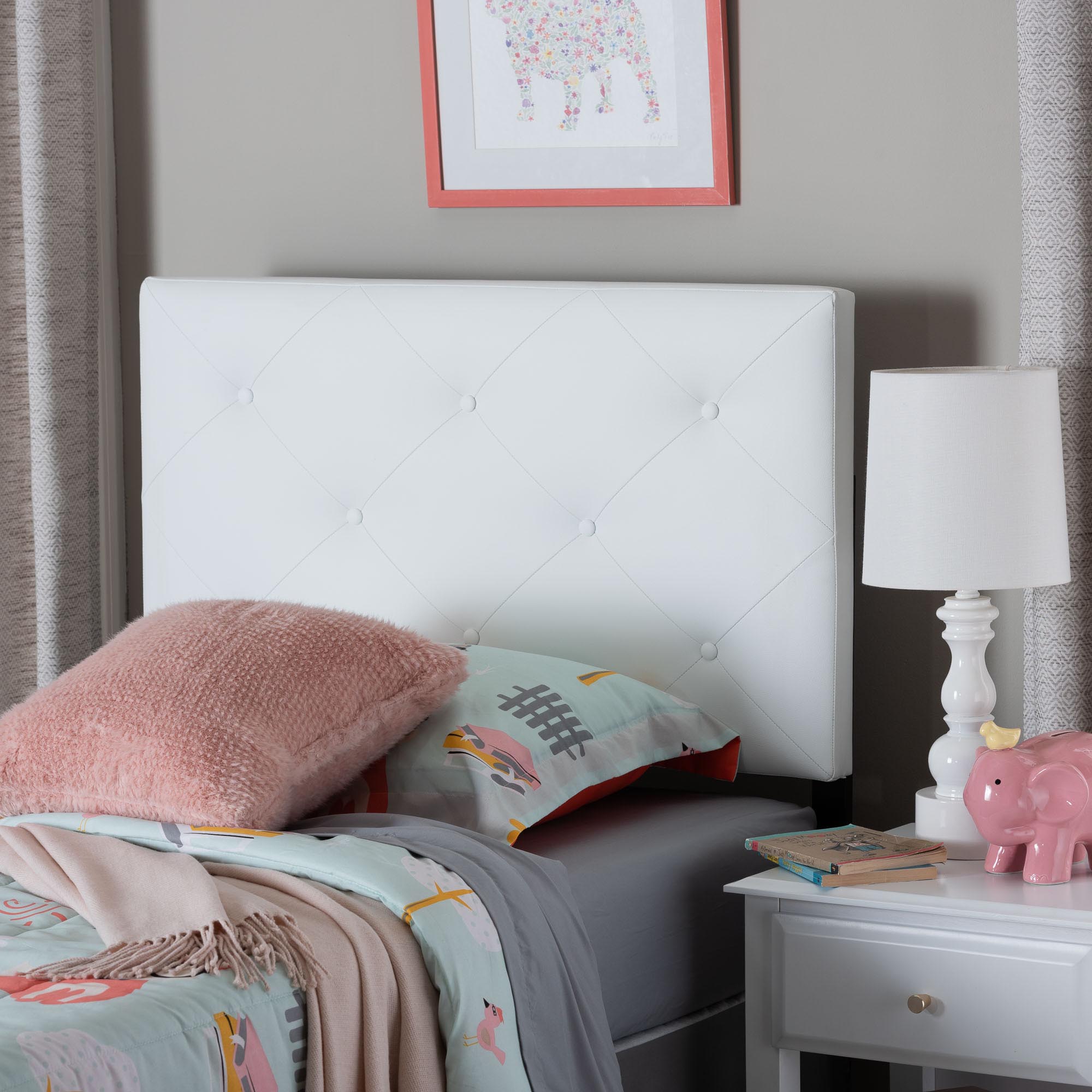 Baxton Studio Baltimore Modern and Contemporary White Faux Leather Upholstered Twin Size Headboard