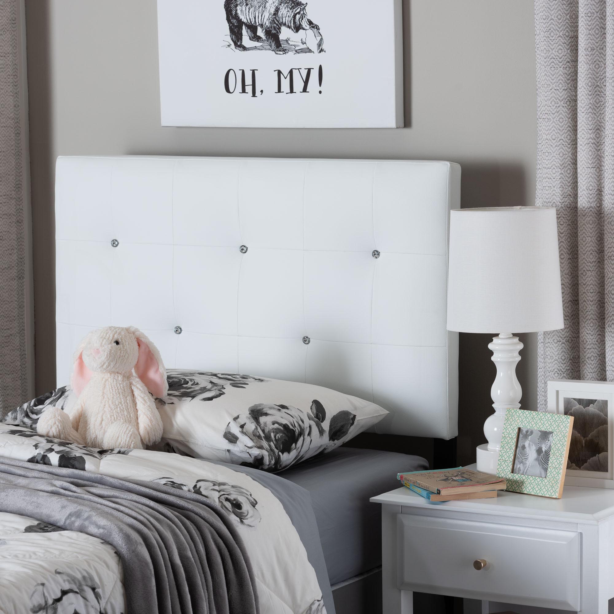 Baxton Studio Kirchem Modern and Contemporary White Faux Leather Upholstered Twin Size Headboard