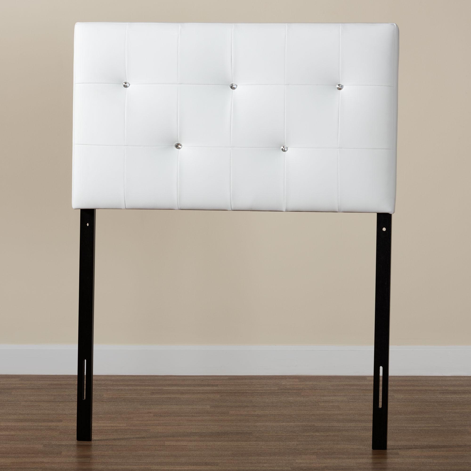 Baxton Studio Kirchem Modern and Contemporary White Faux Leather Upholstered Twin Size Headboard