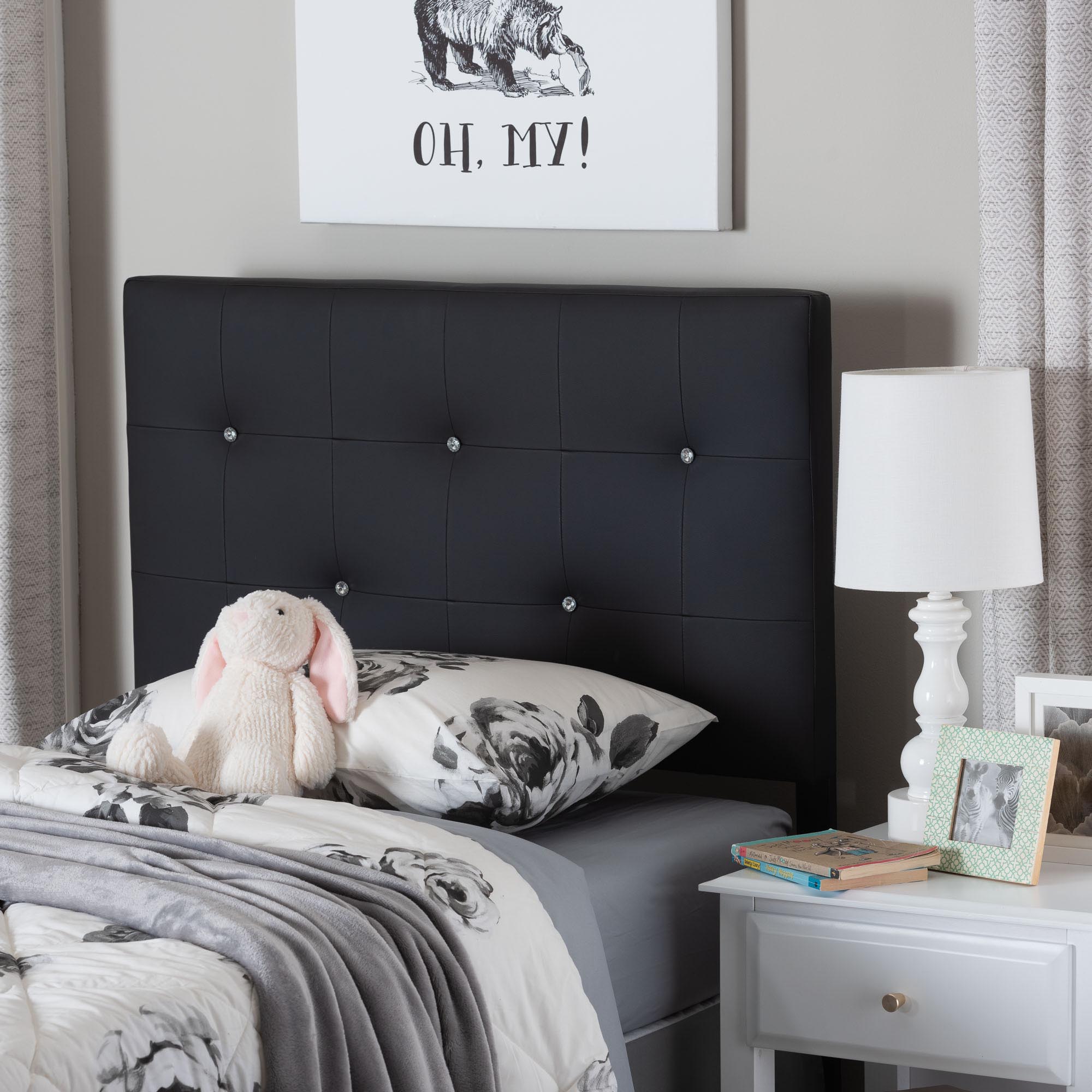 Baxton Studio Kirchem Modern and Contemporary Black Faux Leather Upholstered Twin Size Headboard