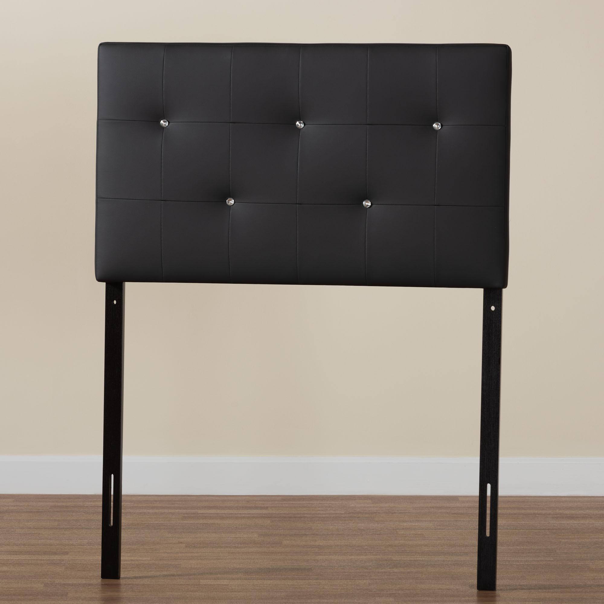 Baxton Studio Kirchem Modern and Contemporary Black Faux Leather Upholstered Twin Size Headboard