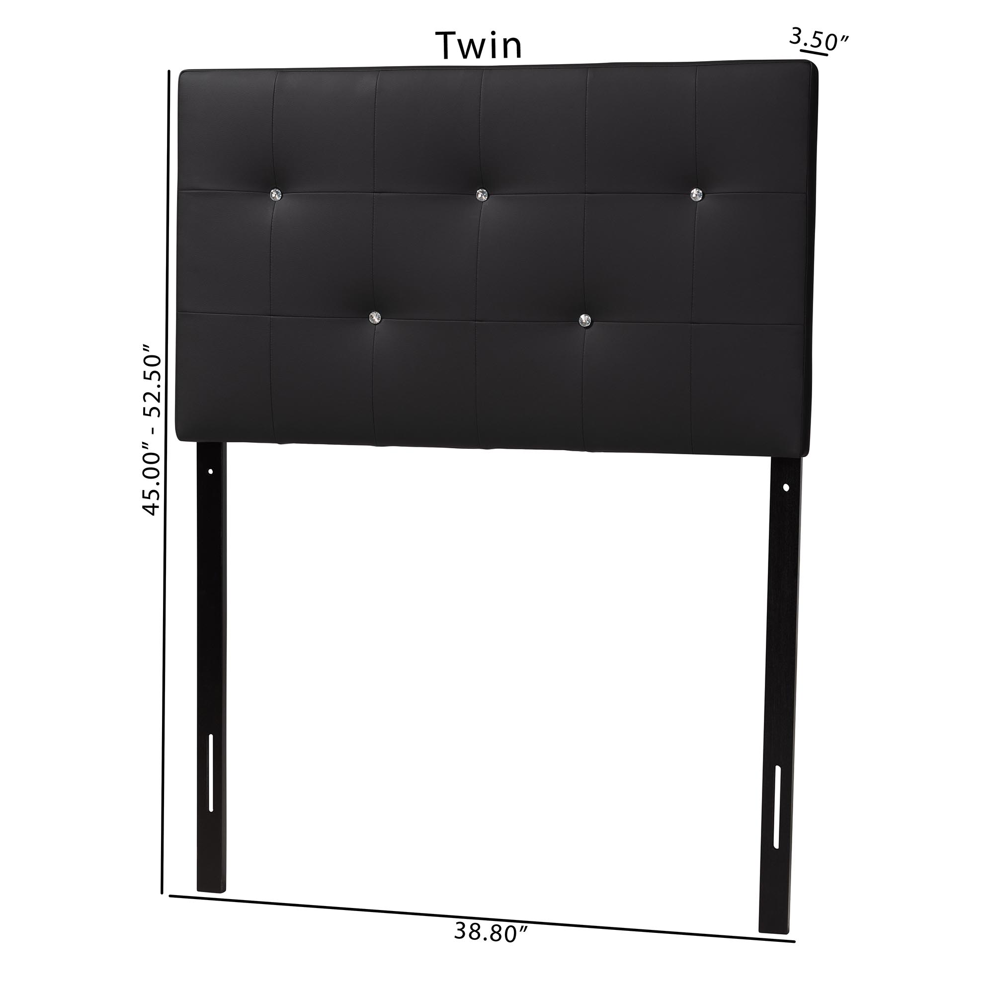 Baxton Studio Kirchem Modern and Contemporary Black Faux Leather Upholstered Twin Size Headboard