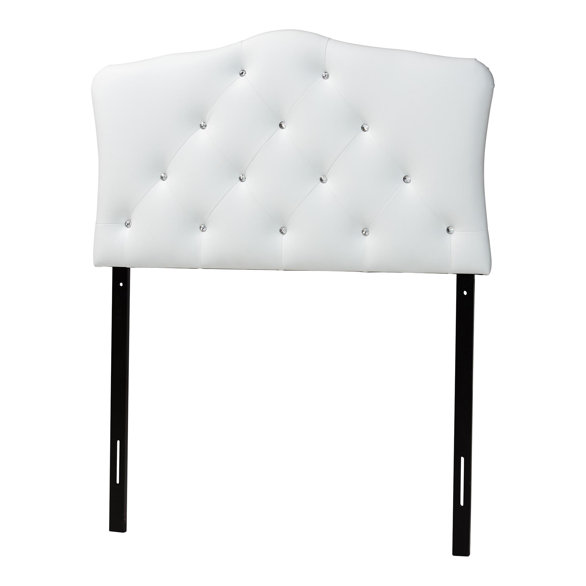 Baxton Studio Rita Modern and Contemporary White Faux Leather Upholstered Button-Tufted Scalloped Twin Size Headboard