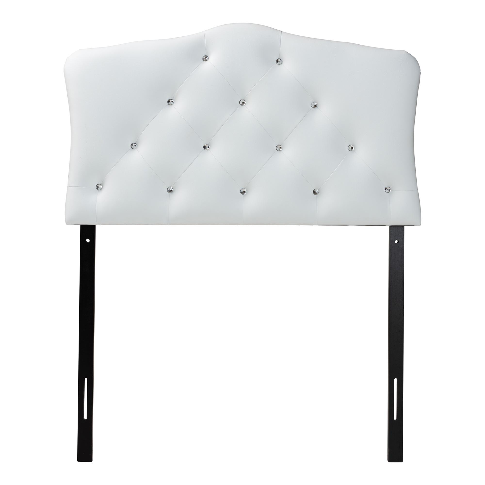 Baxton Studio Rita Modern and Contemporary White Faux Leather Upholstered Button-Tufted Scalloped Twin Size Headboard