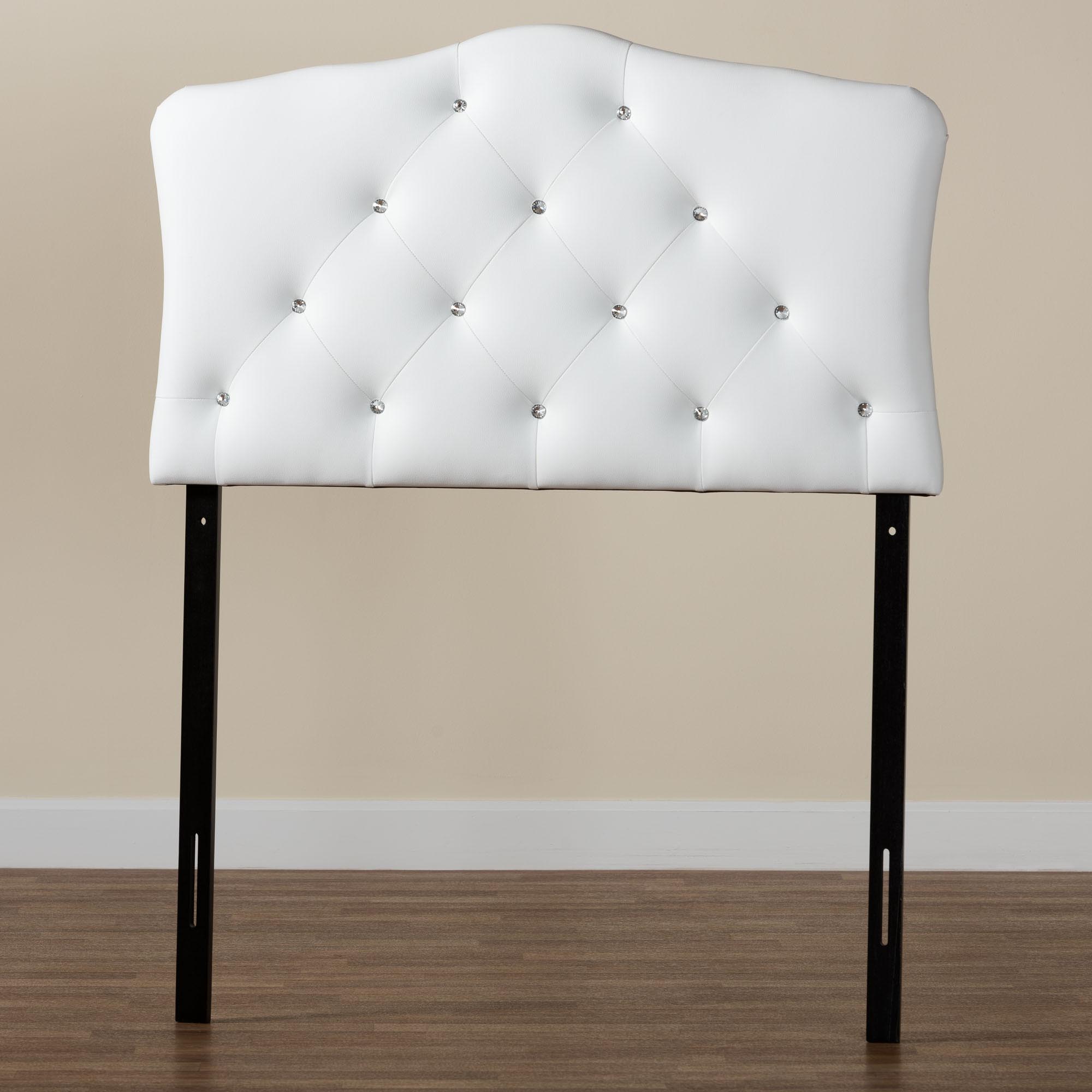 Baxton Studio Rita Modern and Contemporary White Faux Leather Upholstered Button-Tufted Scalloped Twin Size Headboard