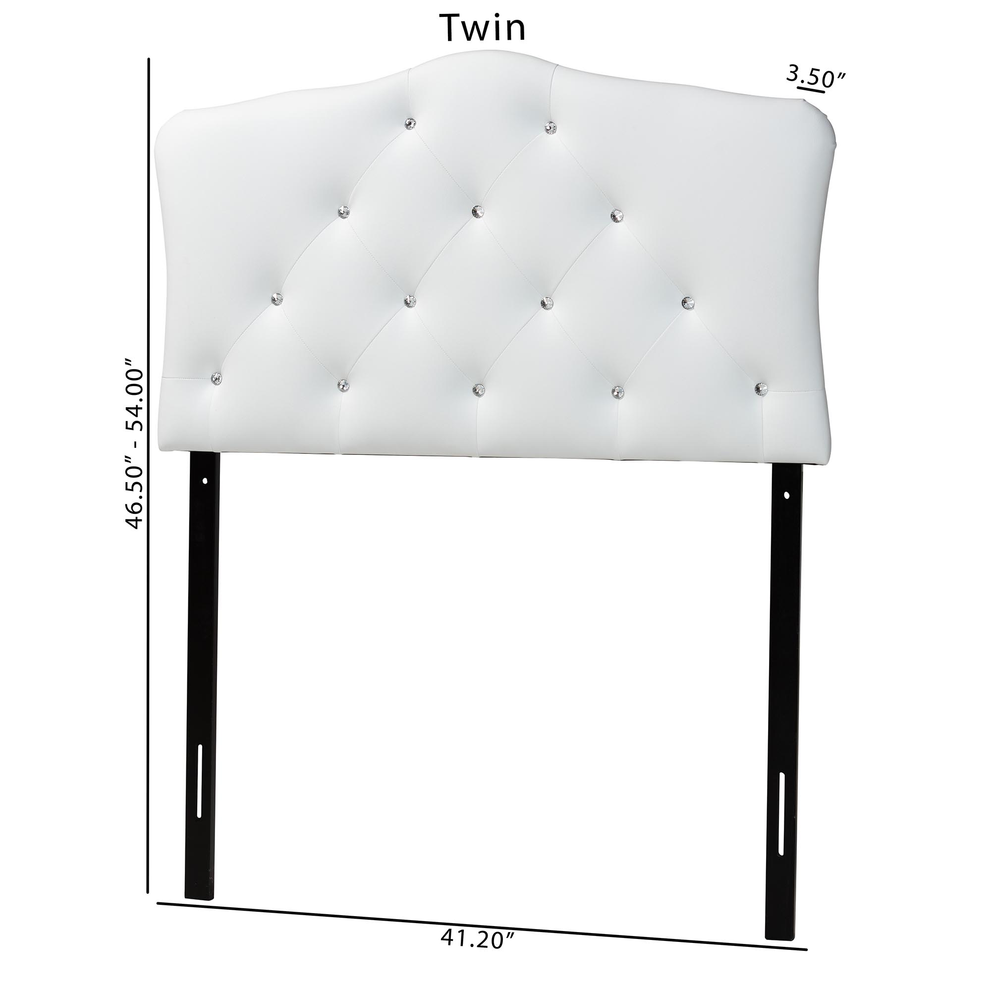 Baxton Studio Rita Modern and Contemporary White Faux Leather Upholstered Button-Tufted Scalloped Twin Size Headboard