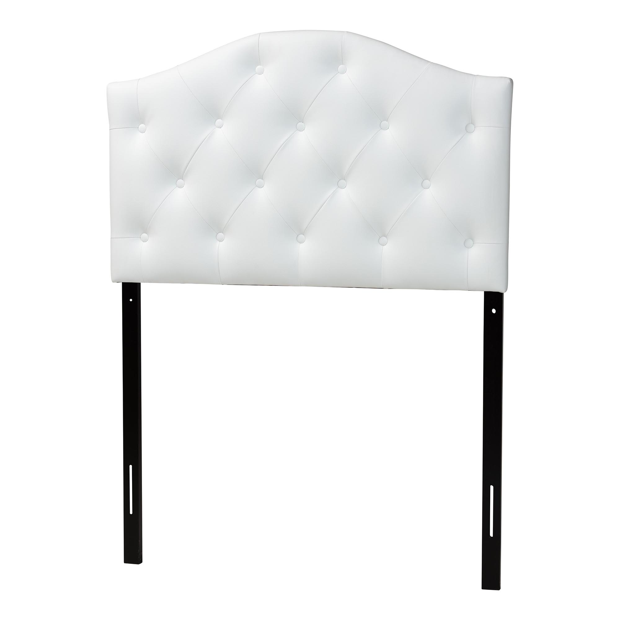 Baxton Studio Myra Modern and Contemporary White Faux Leather Upholstered Button-Tufted Scalloped Twin Size Headboard