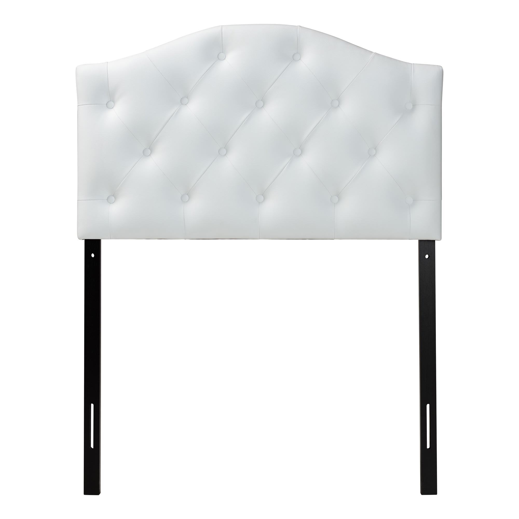 Baxton Studio Myra Modern and Contemporary White Faux Leather Upholstered Button-Tufted Scalloped Twin Size Headboard