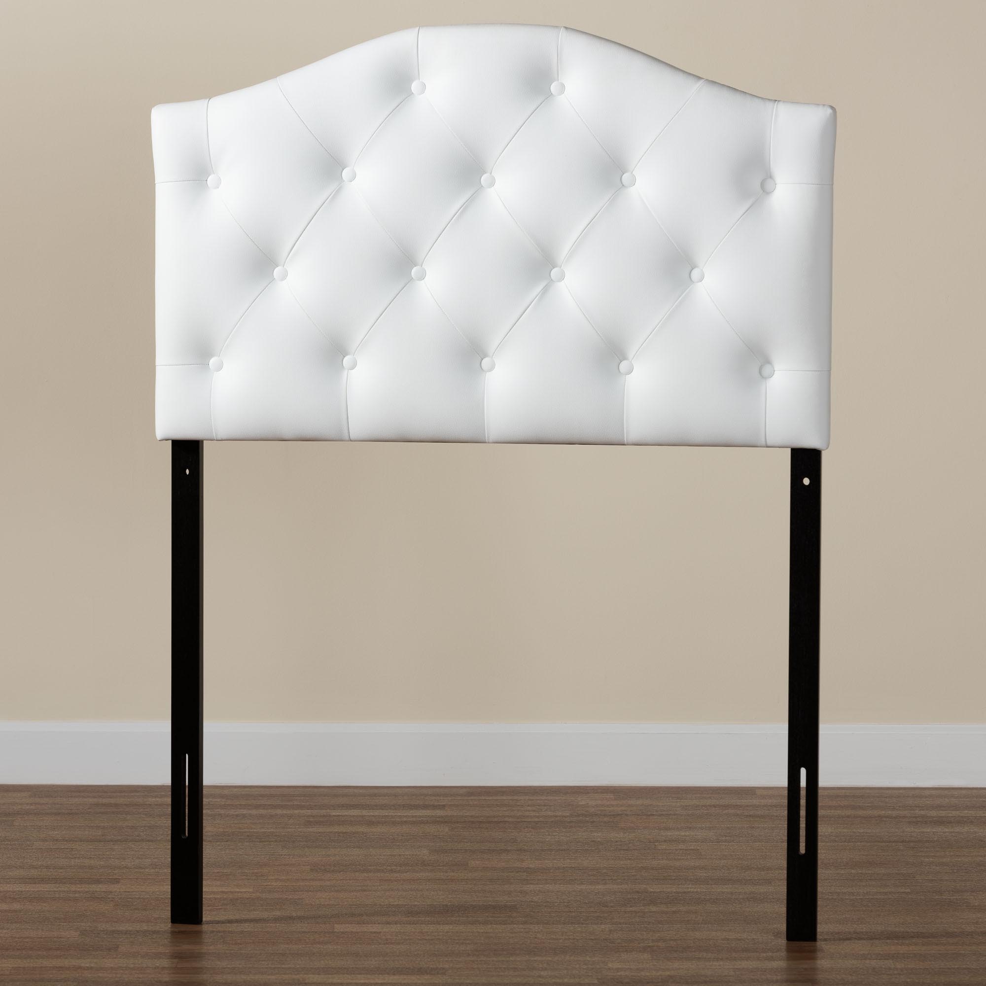 Baxton Studio Myra Modern and Contemporary White Faux Leather Upholstered Button-Tufted Scalloped Twin Size Headboard