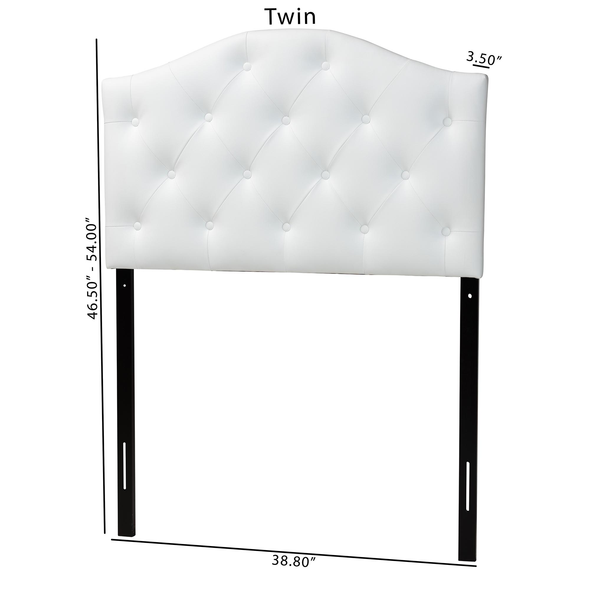 Baxton Studio Myra Modern and Contemporary White Faux Leather Upholstered Button-Tufted Scalloped Twin Size Headboard
