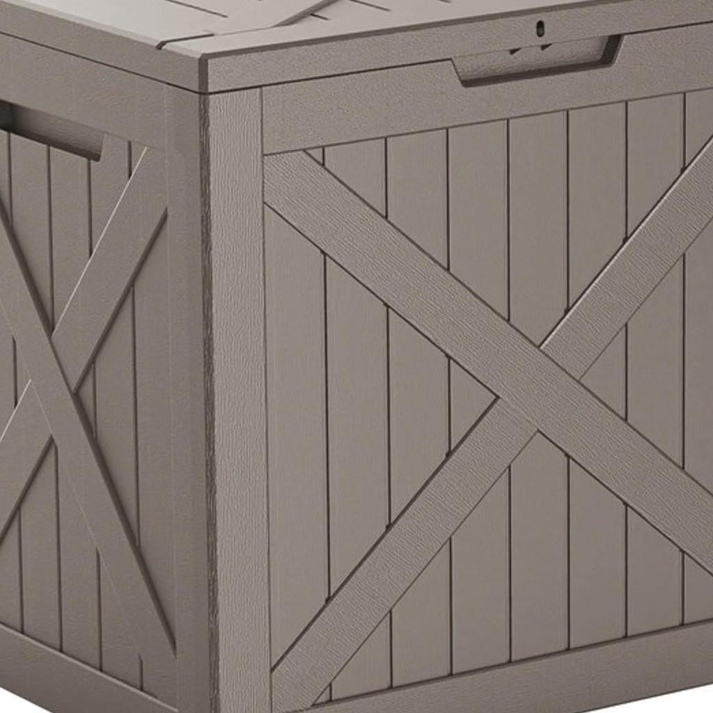 22" Light Brown Polypropylene Water Resistant Deck Box