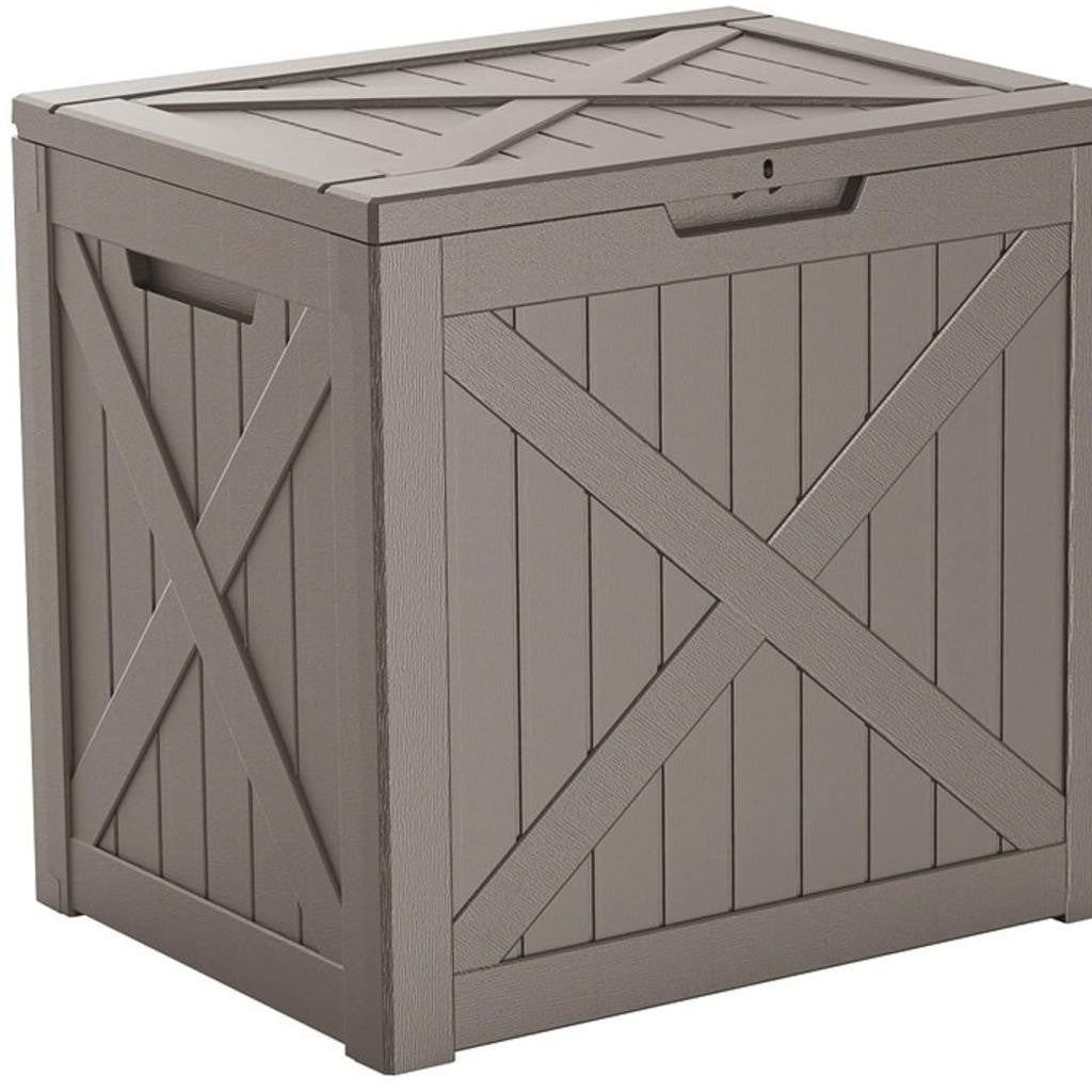 22" Light Brown Polypropylene Water Resistant Deck Box