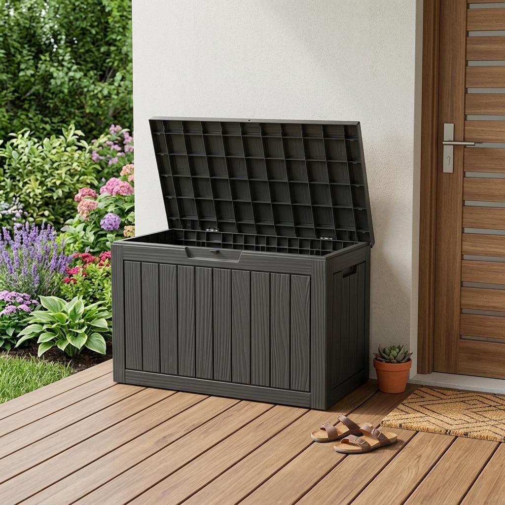 31" Black Polypropylene Water Resistant Deck Box