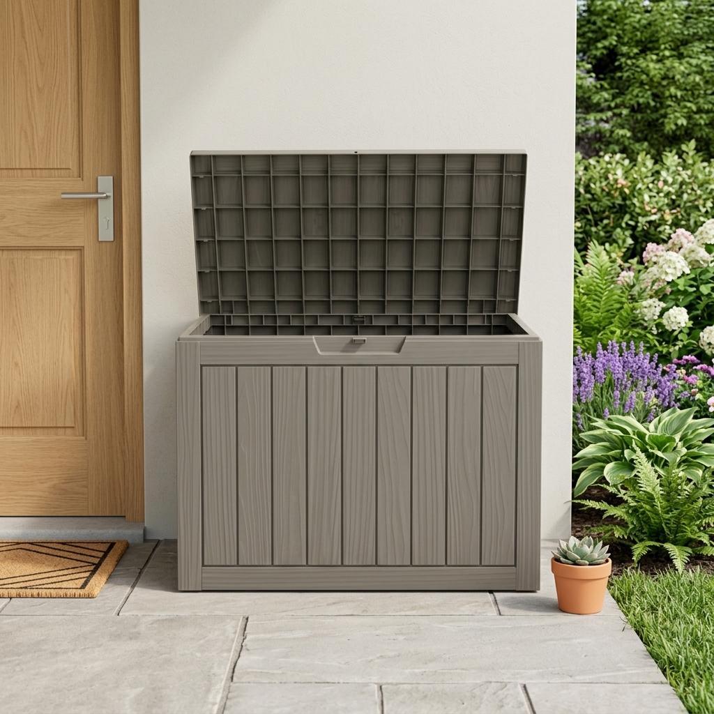 31" Light Brown Polypropylene Water Resistant Deck Box